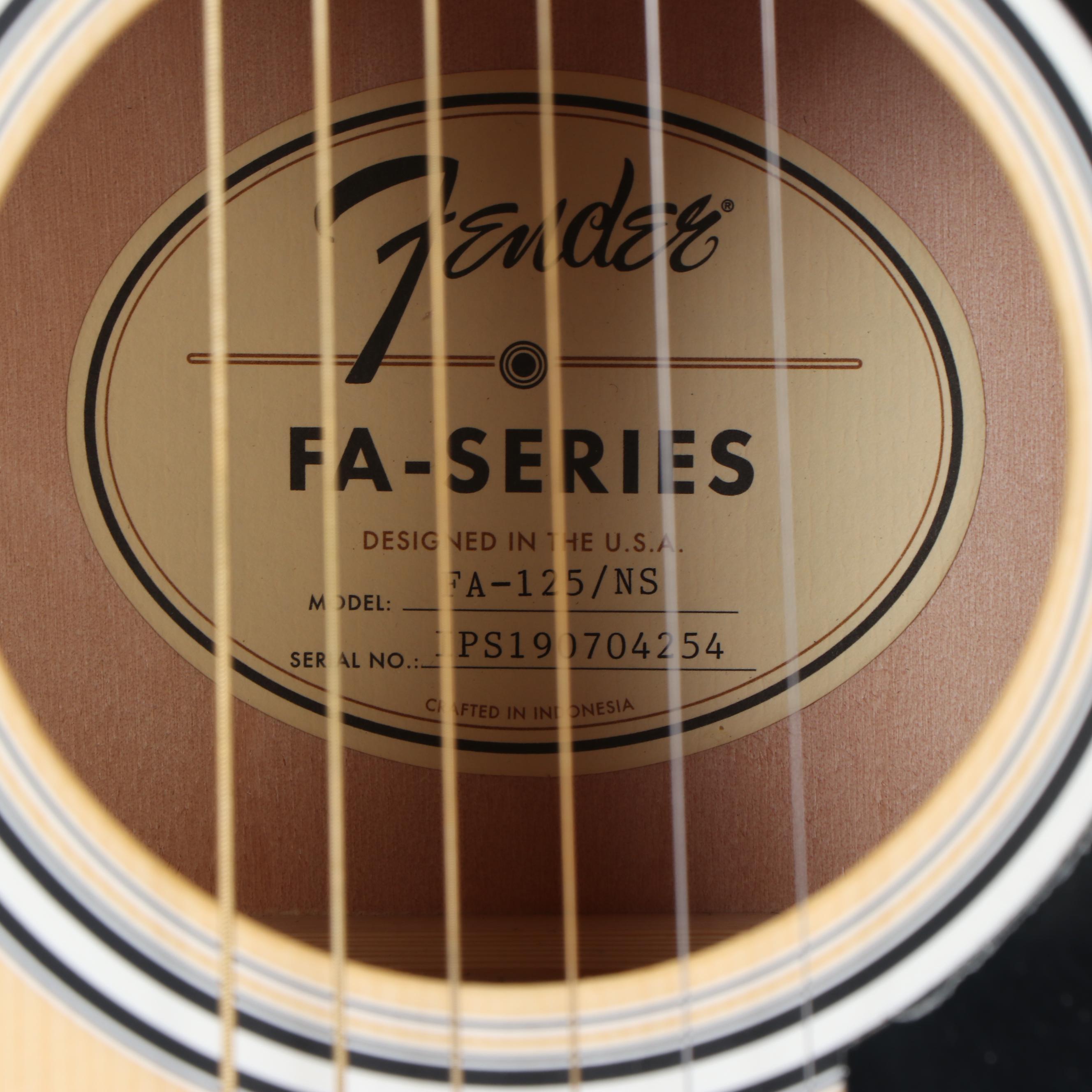 Fender FA-125 Acoustic Dreadnought Guitar with Tuner and Stand