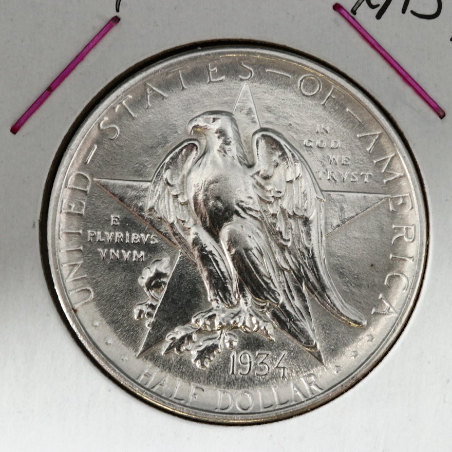 1934 Texas Independence Centennial Silver Half Dollar