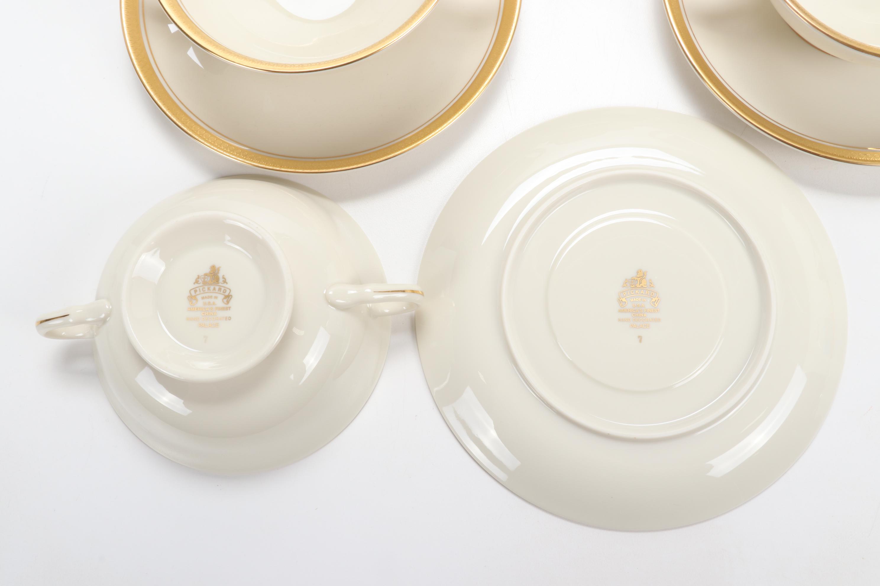 Pickard China "Palace" Cream Soup Bowls with Saucers and Bread & Butter Plates