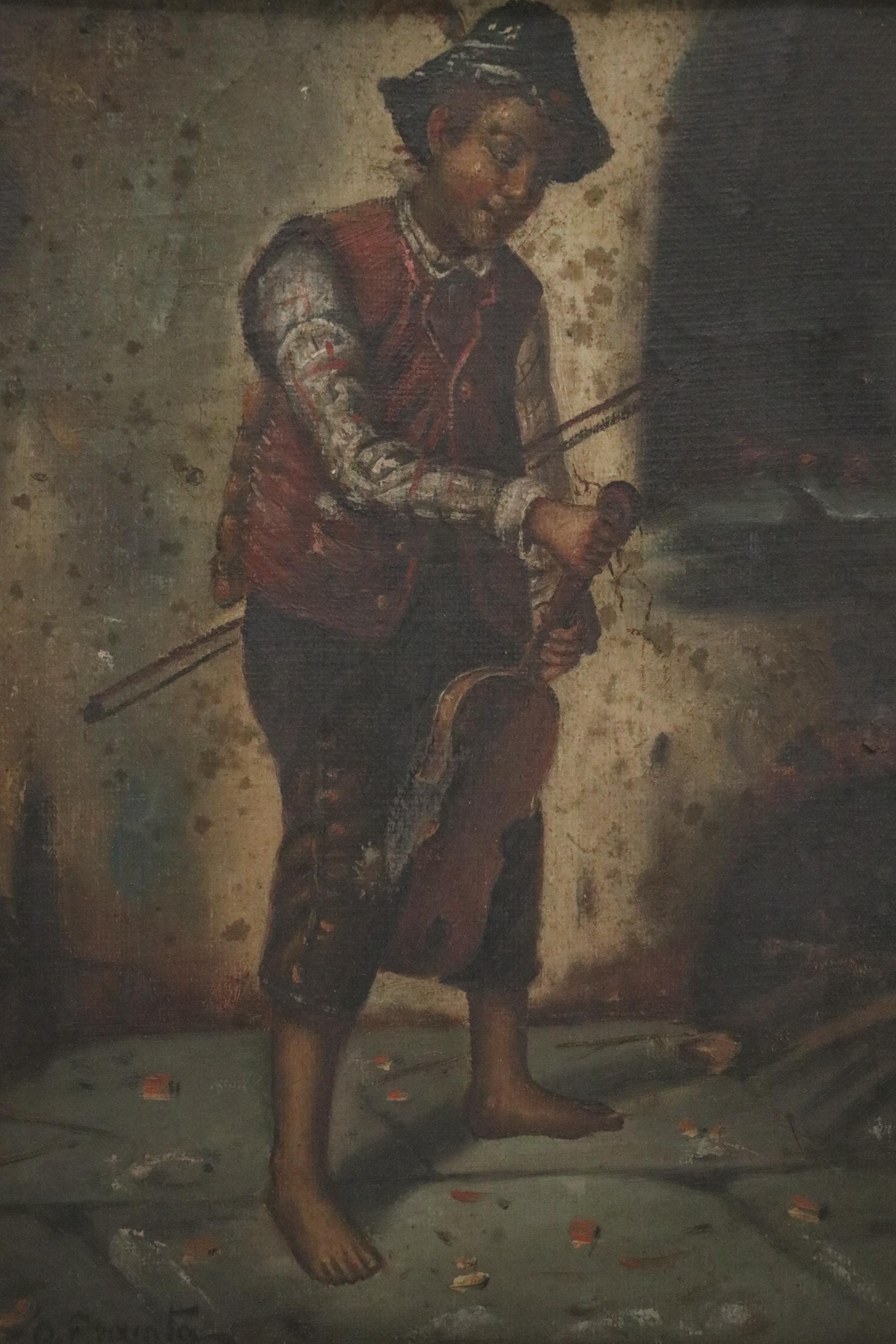 Oil Painting Attributed to O. Franta "The Young Violinist"
