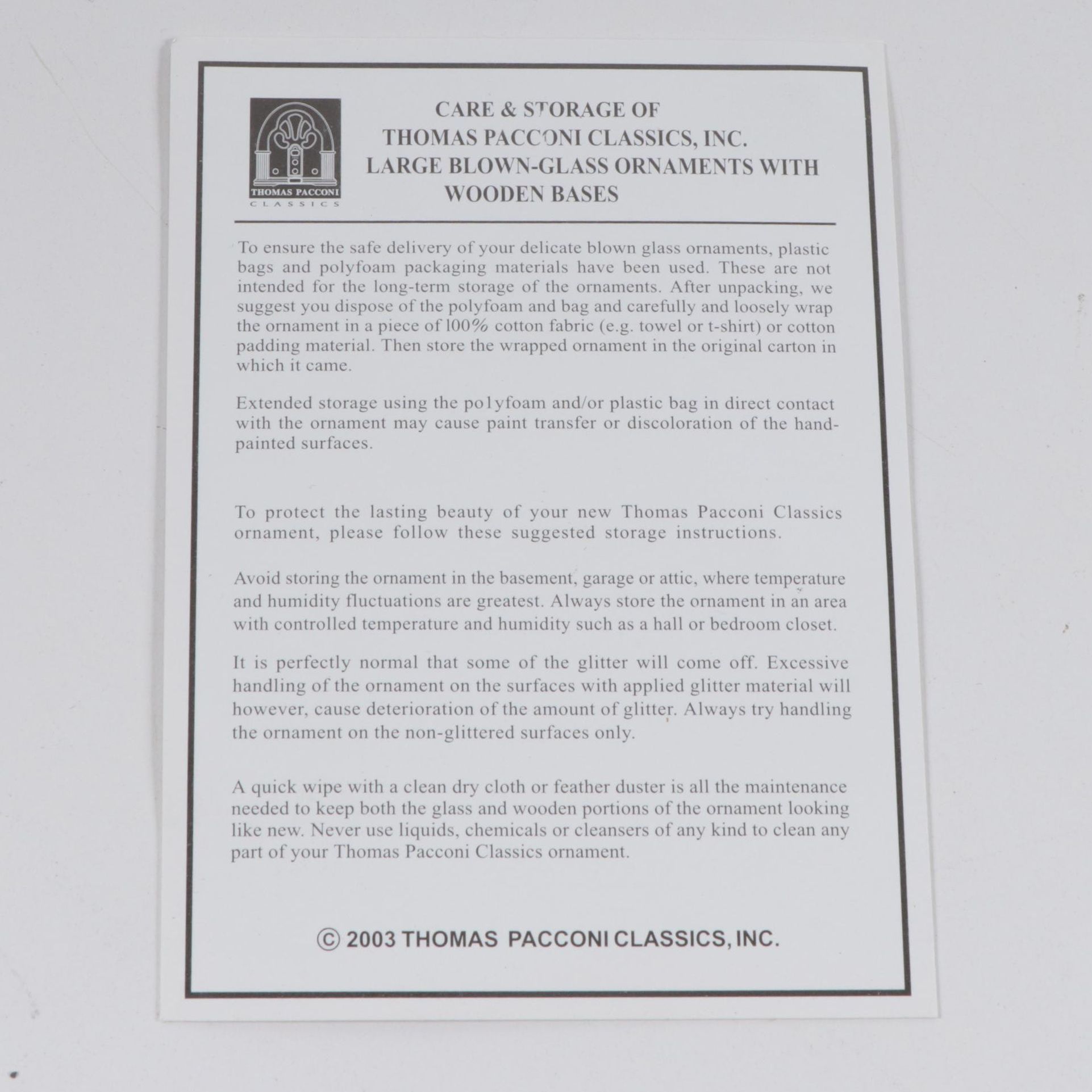 Thomas Pacconi Classics Blown Glass Christmas Tree on Wood Base, 2003