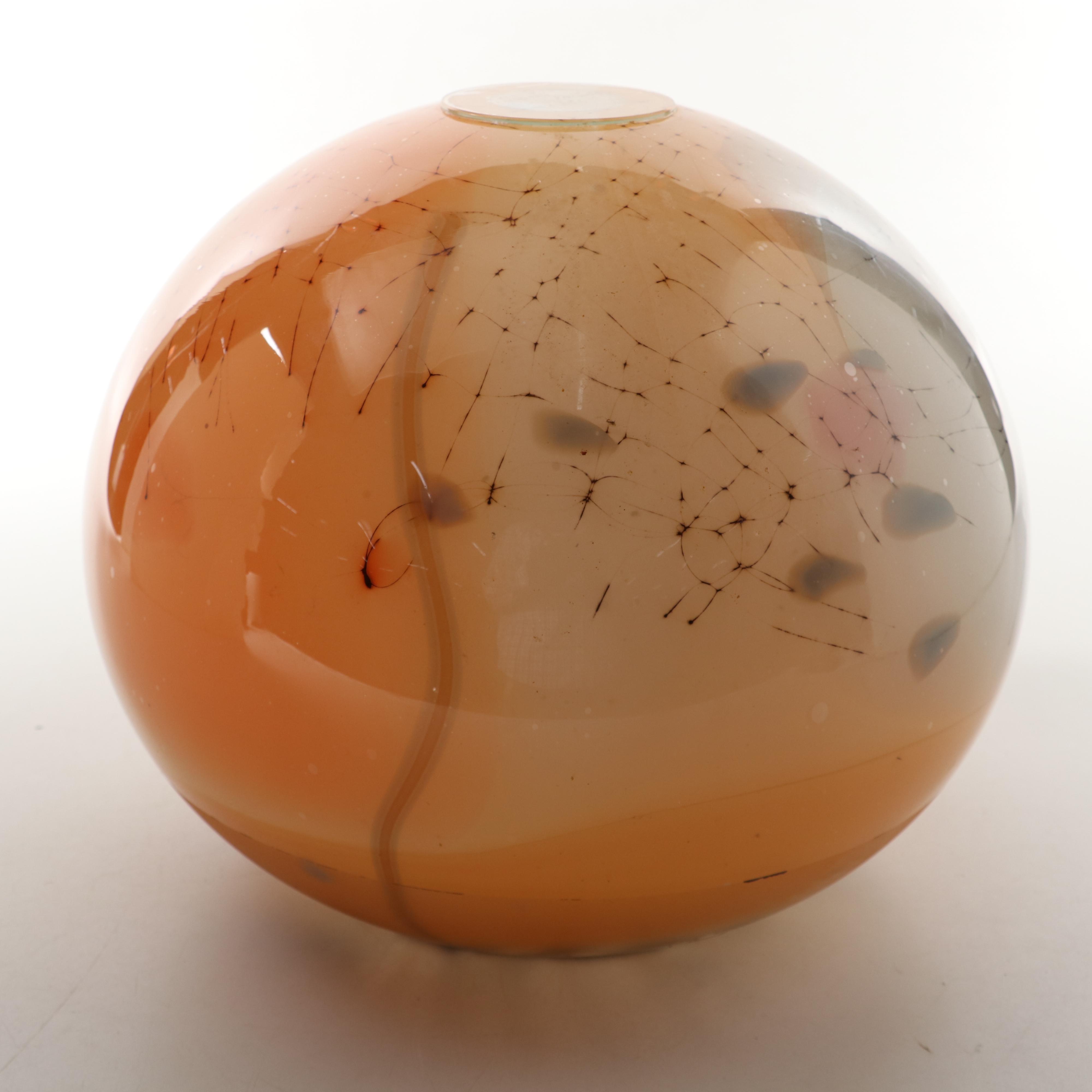 Robert Palusky Blown Art Glass Orb, 1985