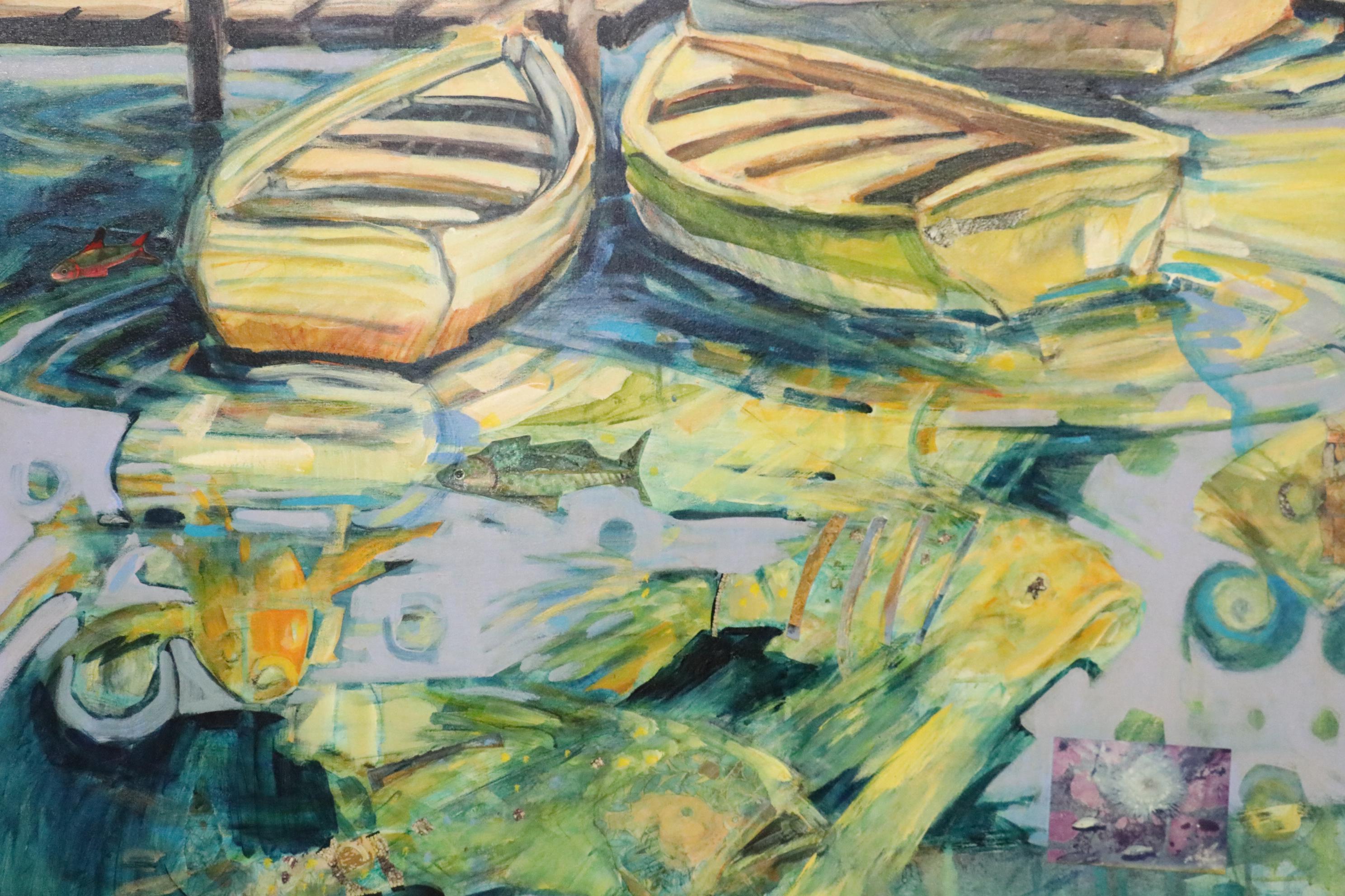 Pat Odom Mixed Media Painting "Illusions," Late 20th Century