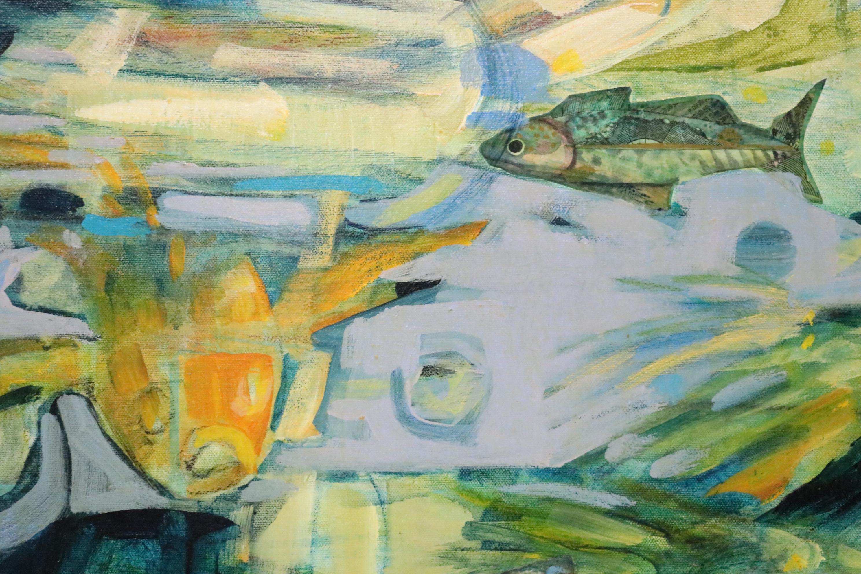 Pat Odom Mixed Media Painting "Illusions," Late 20th Century