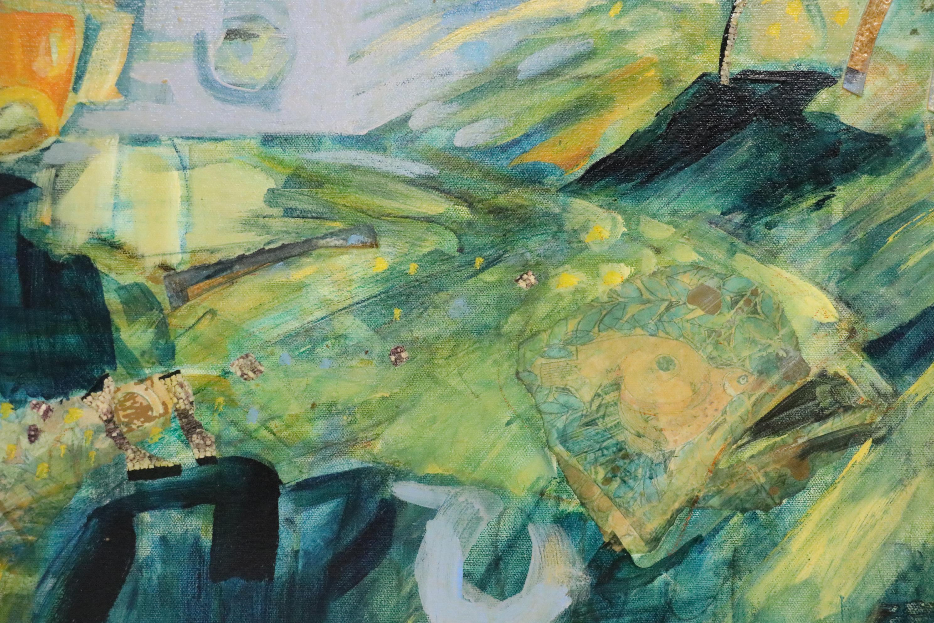 Pat Odom Mixed Media Painting "Illusions," Late 20th Century