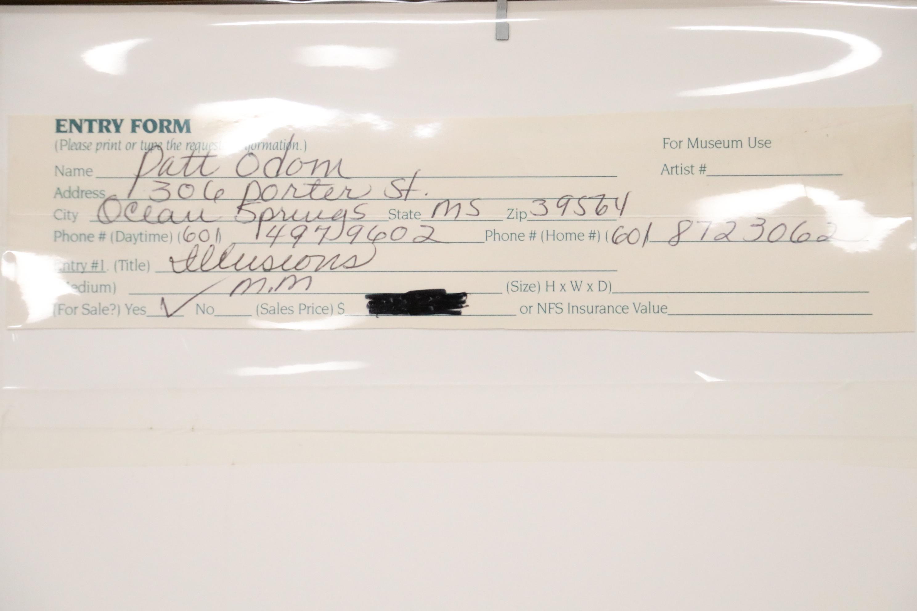 Pat Odom Mixed Media Painting "Illusions," Late 20th Century