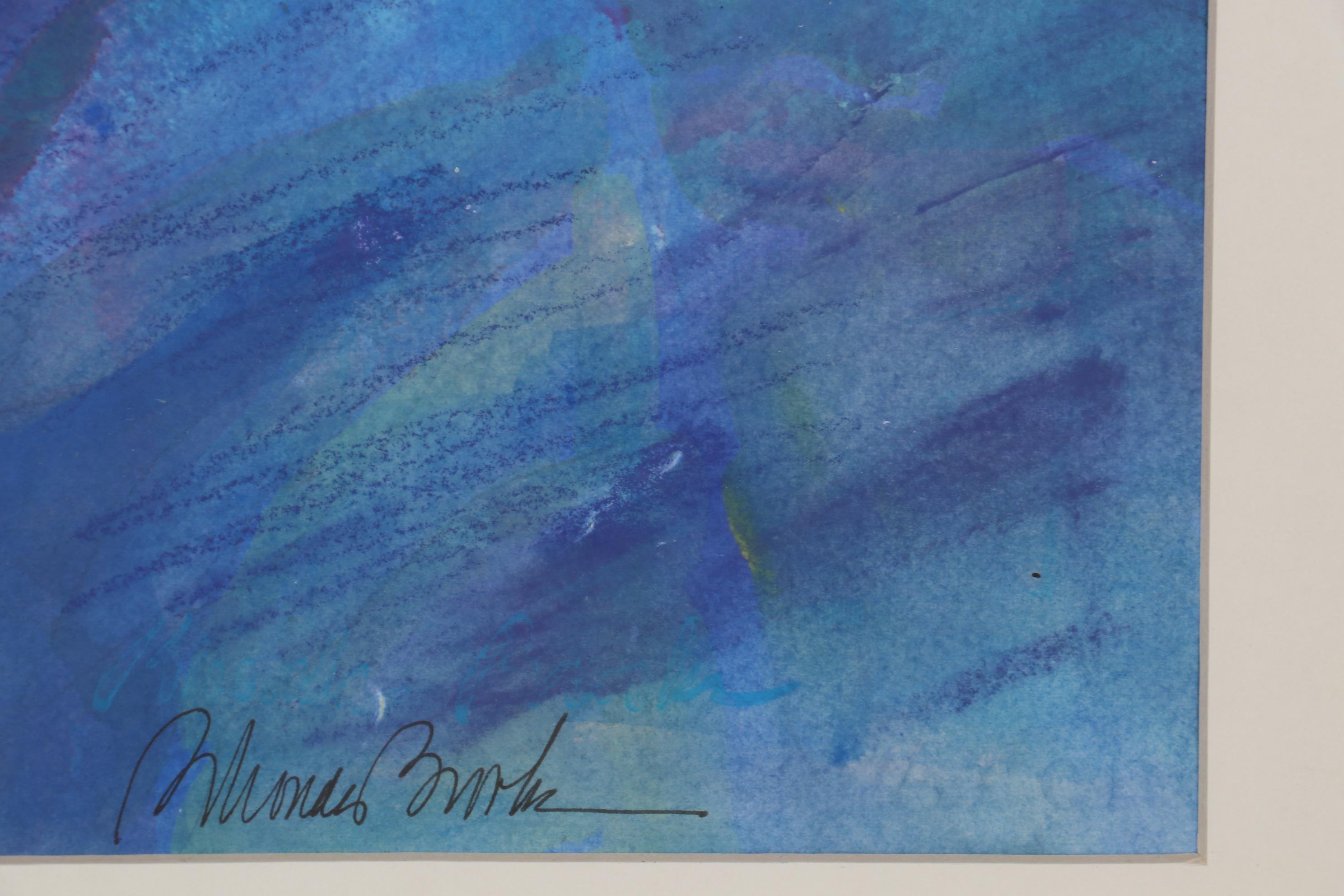 Rhonda Brooks Gouache Painting of Landscape with Palm Tree