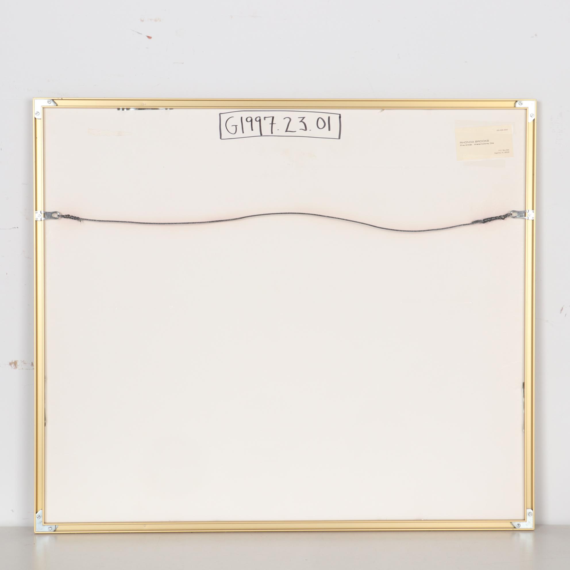 Rhonda Brooks Gouache Painting of Landscape with Palm Tree