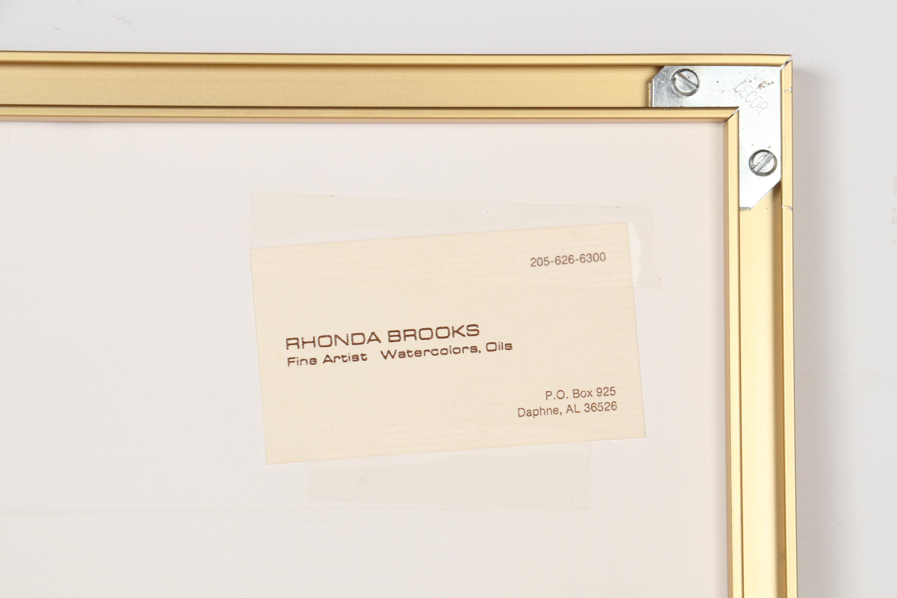 Rhonda Brooks Gouache Painting of Landscape with Palm Tree