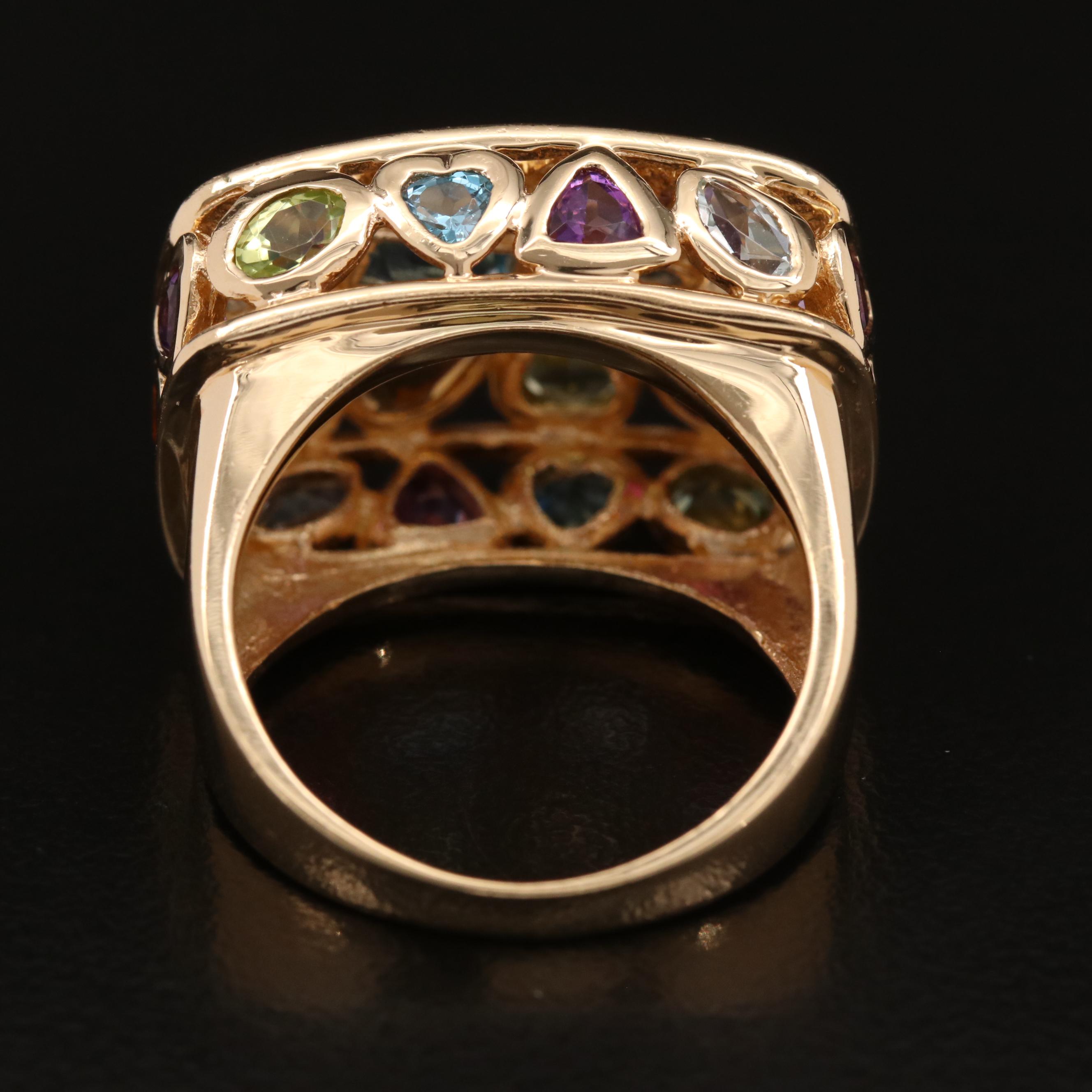 14K Multi-Gemstone Ring with Diamond Accents