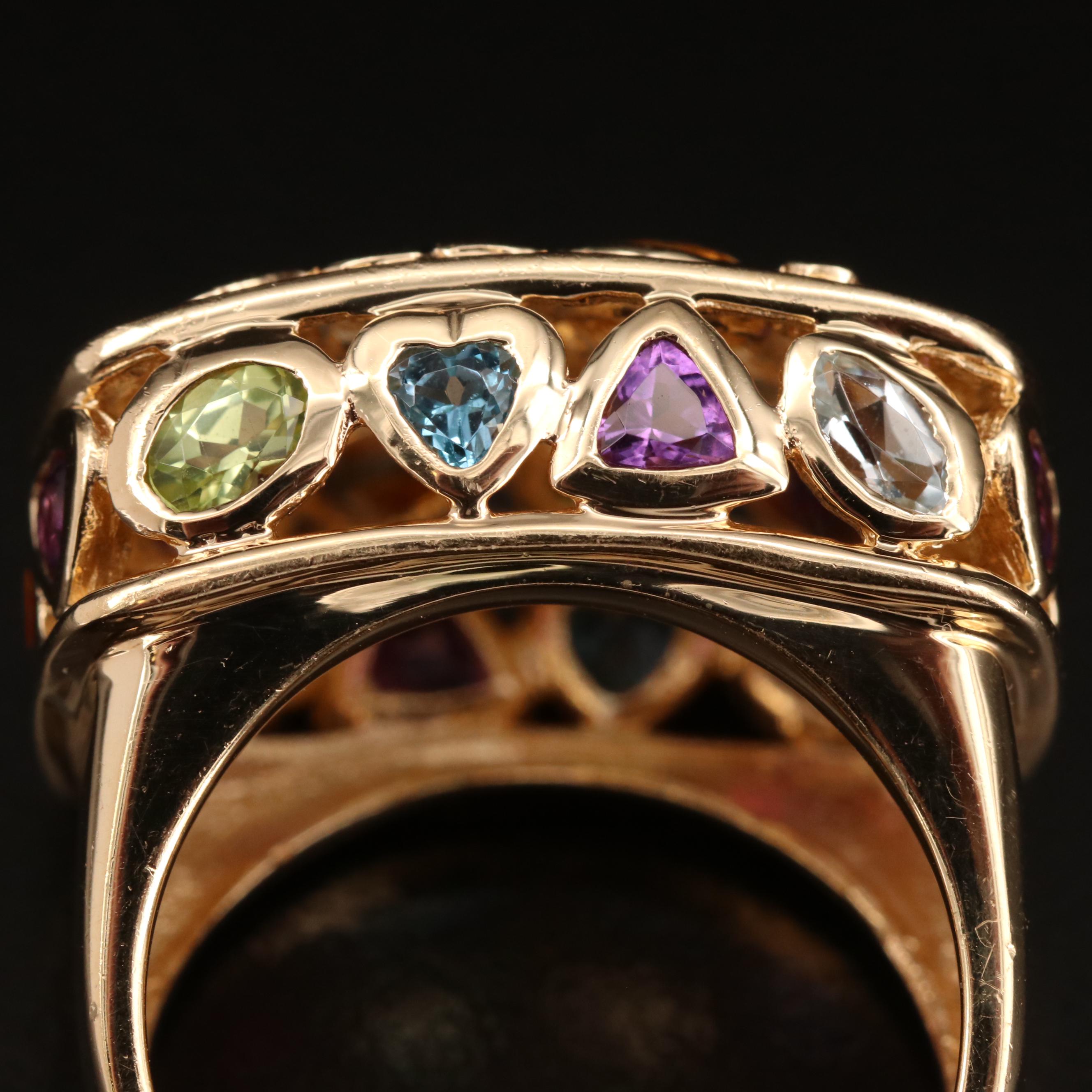 14K Multi-Gemstone Ring with Diamond Accents
