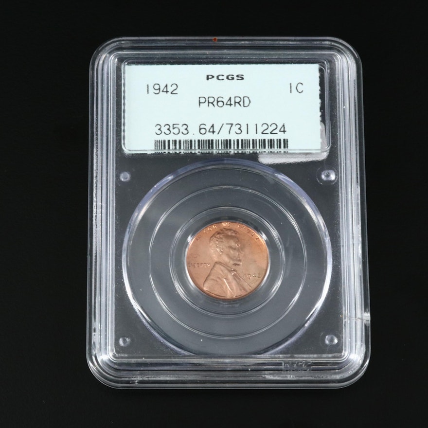 Low Mintage PCGS Graded PR64RD 1942 Lincoln Wheat Cent