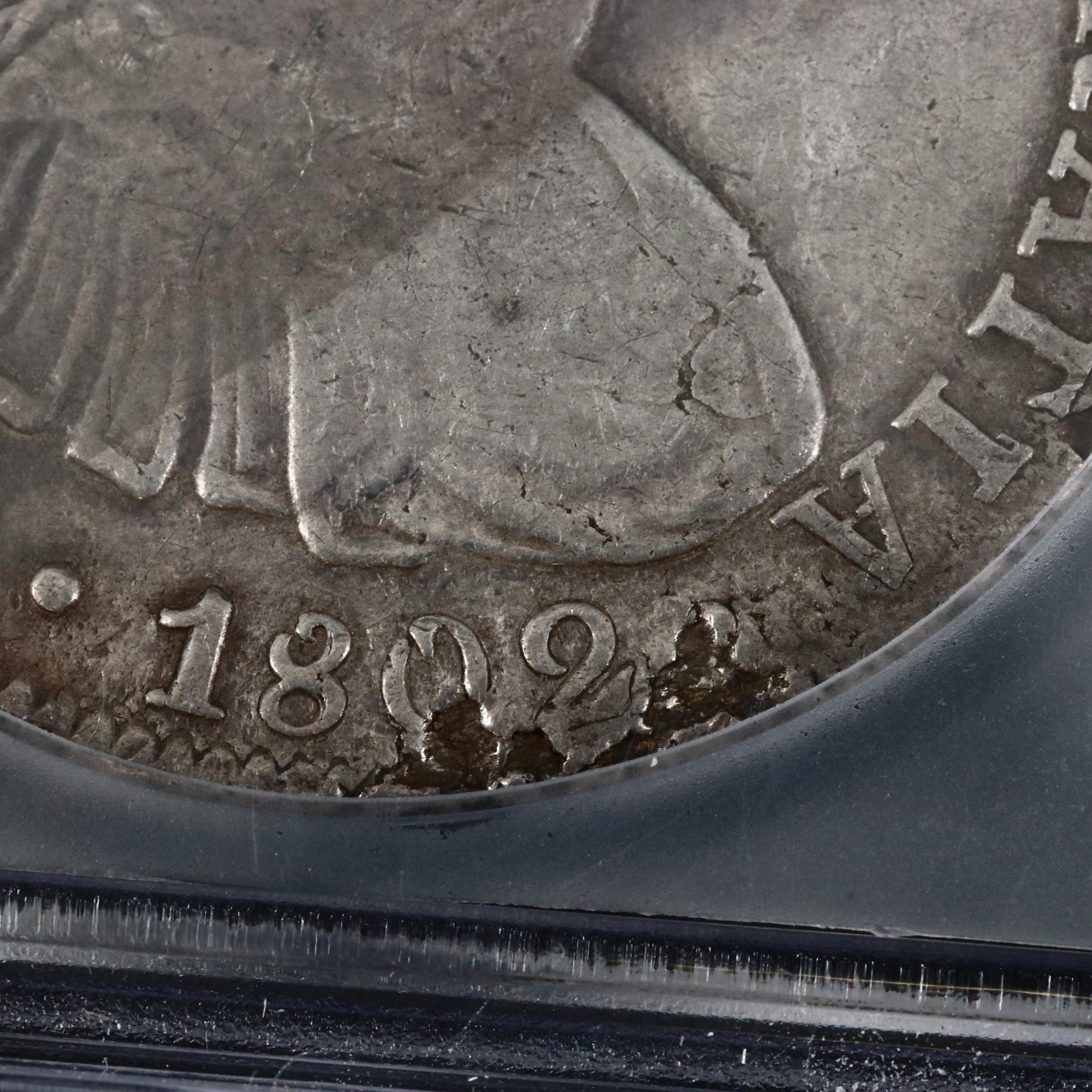 Toned 1802 Carolus IIII Mexican Spanish Colonial Silver 8 Reales Coin