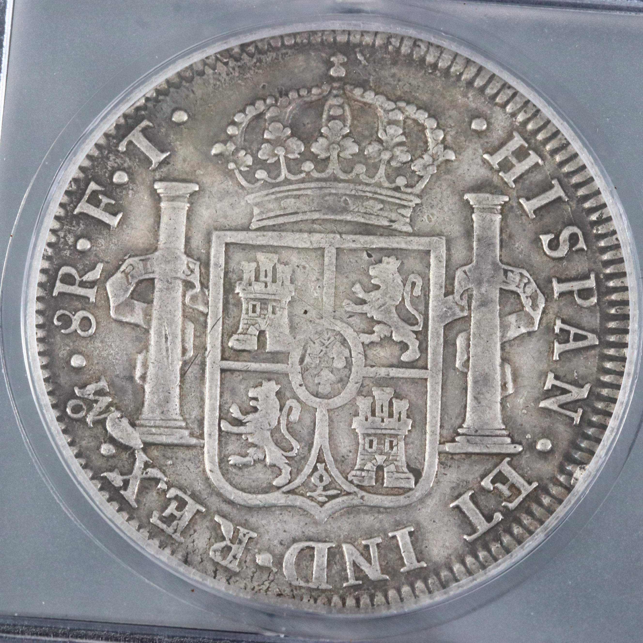 Toned 1802 Carolus IIII Mexican Spanish Colonial Silver 8 Reales Coin
