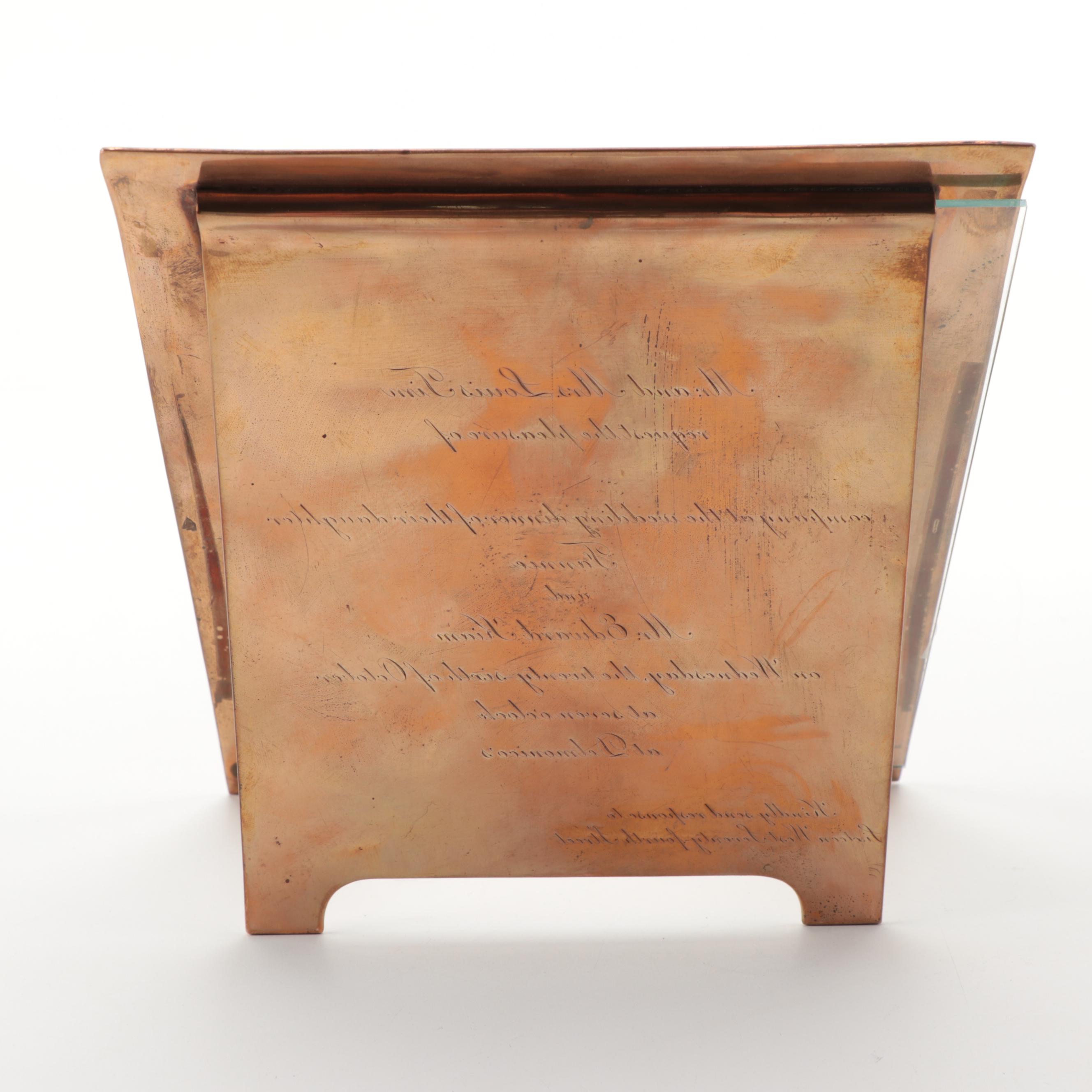 Tiffany & Co. Copper Picture Frame with Etched Wedding Dinner Invitation