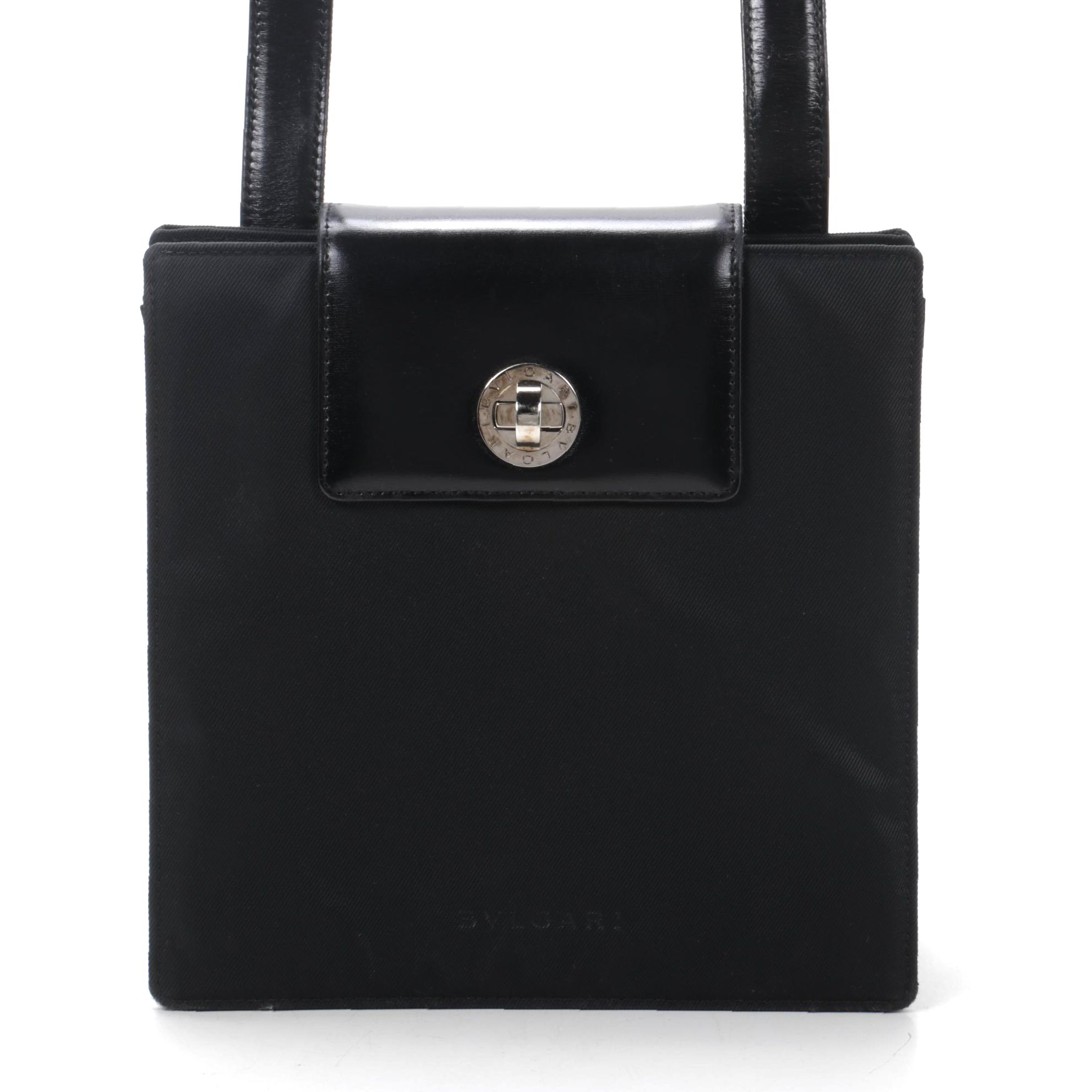 Bulgari Black Nylon and Leather Accordion Shoulder Bag