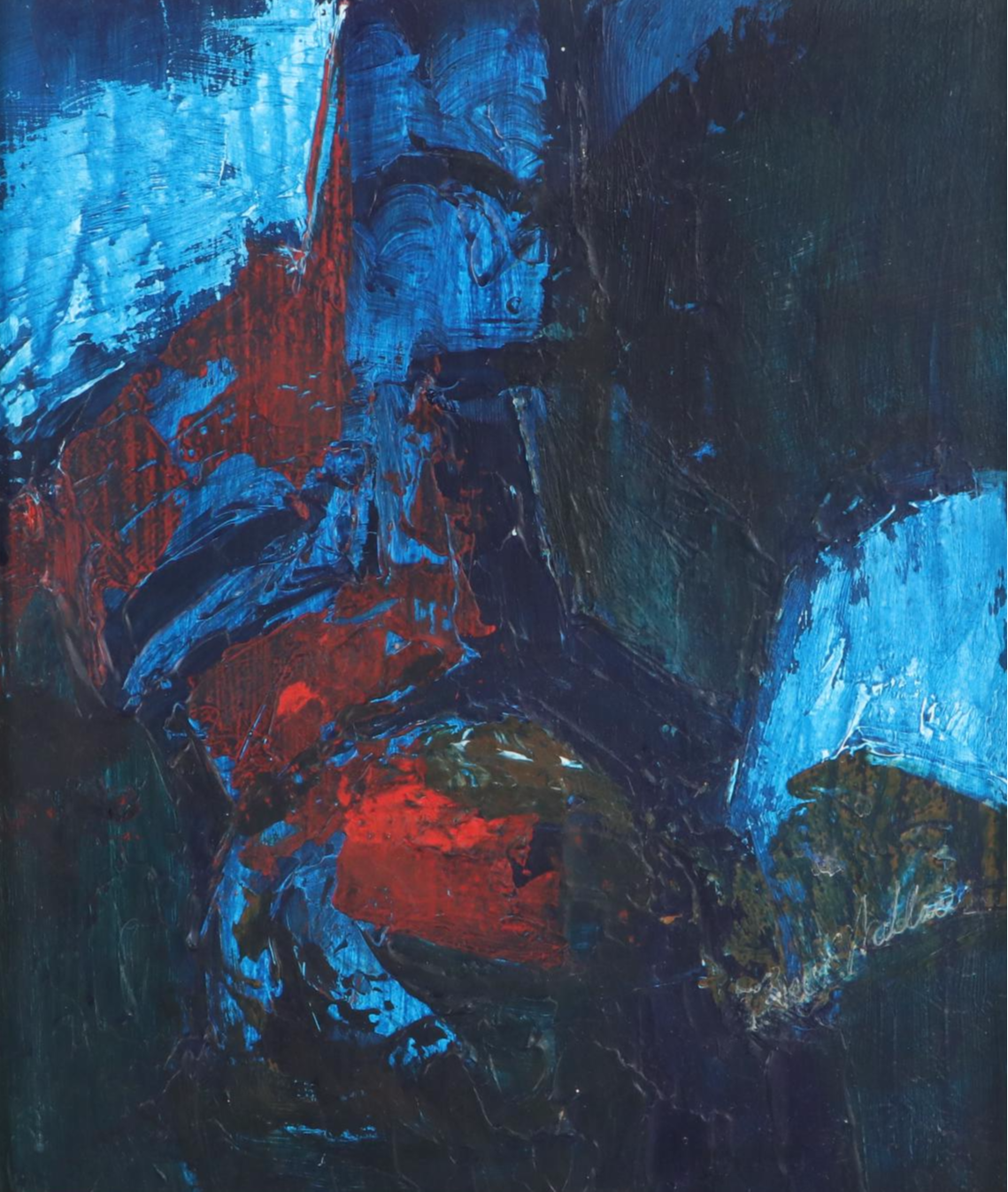 Roscoe E. Wallace Abstract Expressionist Style Oil Painting