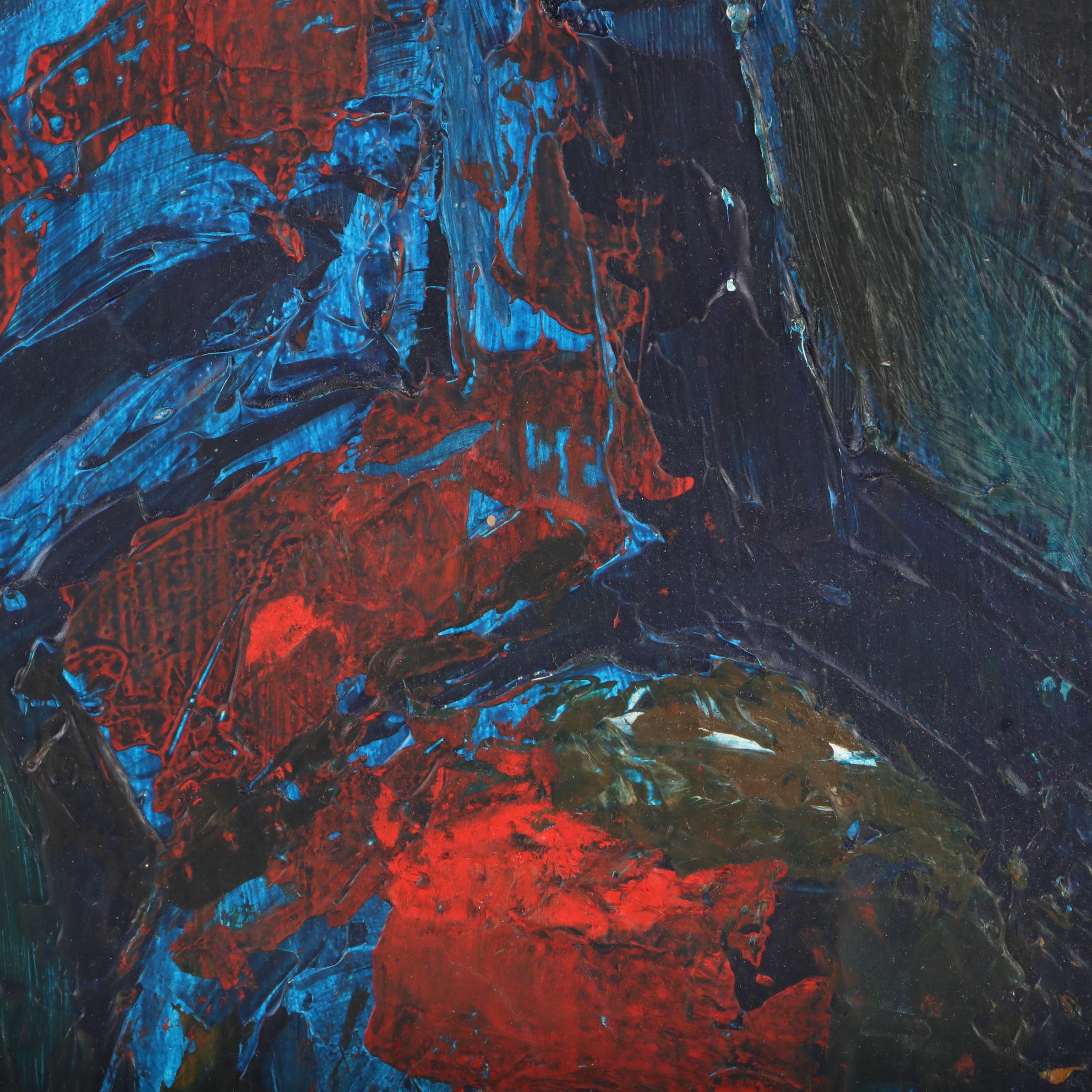 Roscoe E. Wallace Abstract Expressionist Style Oil Painting