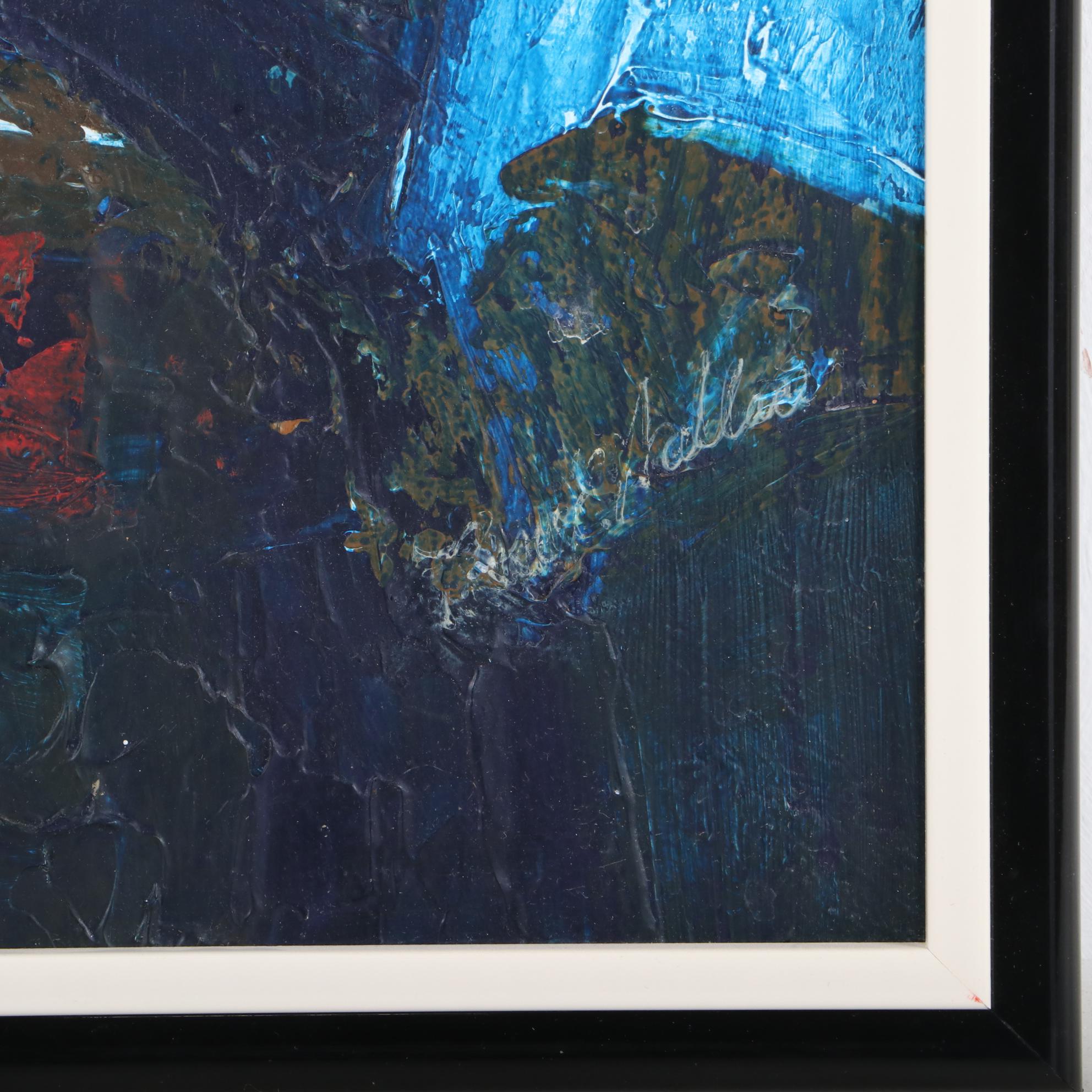 Roscoe E. Wallace Abstract Expressionist Style Oil Painting