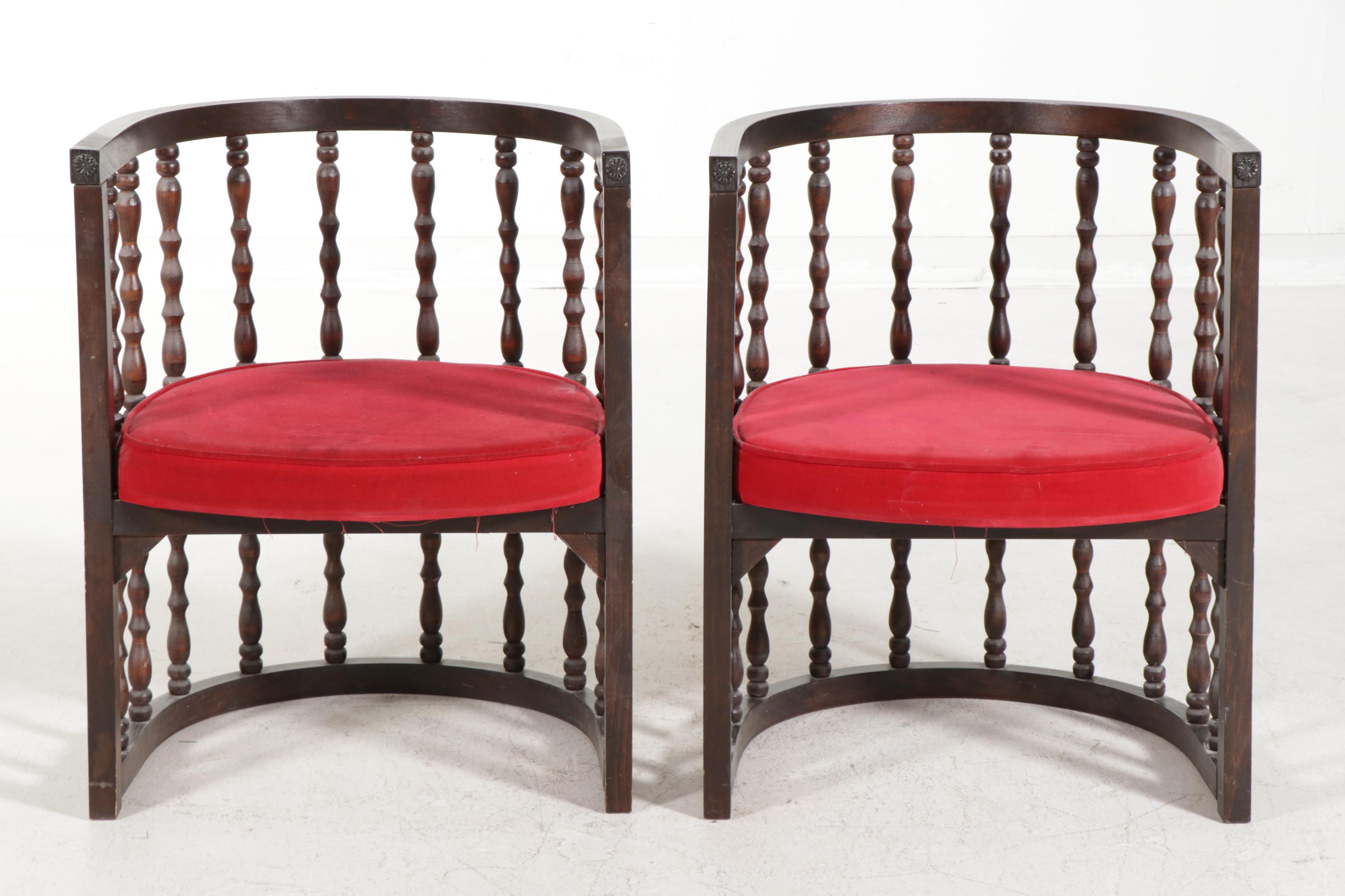 Pair of Frank & Son Turned Spindle Club Chairs, circa 1970