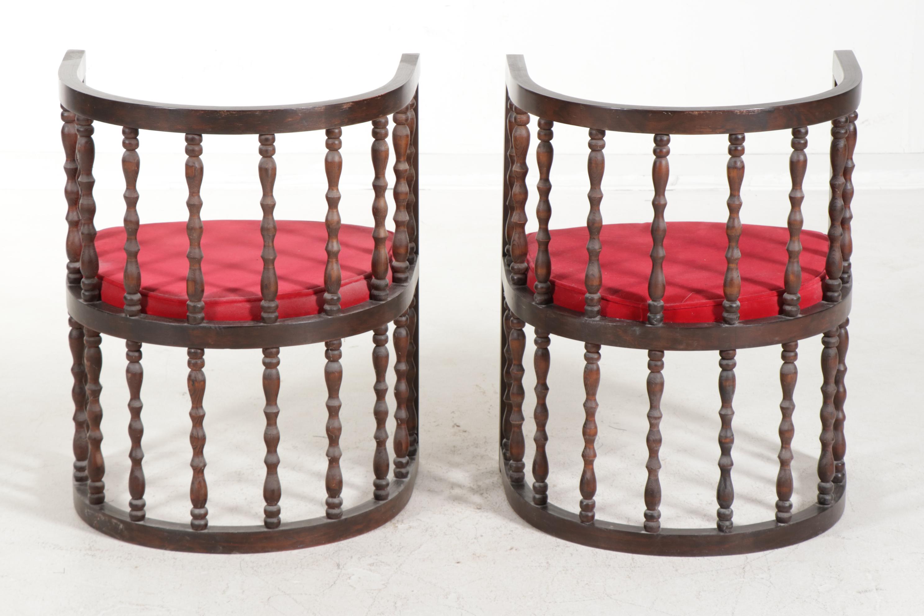 Pair of Frank & Son Turned Spindle Club Chairs, circa 1970