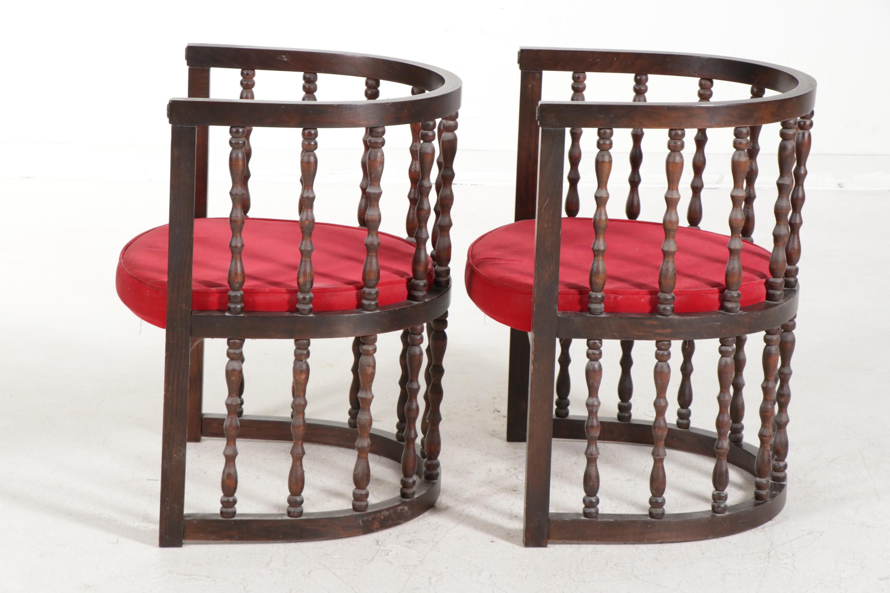 Pair of Frank & Son Turned Spindle Club Chairs, circa 1970