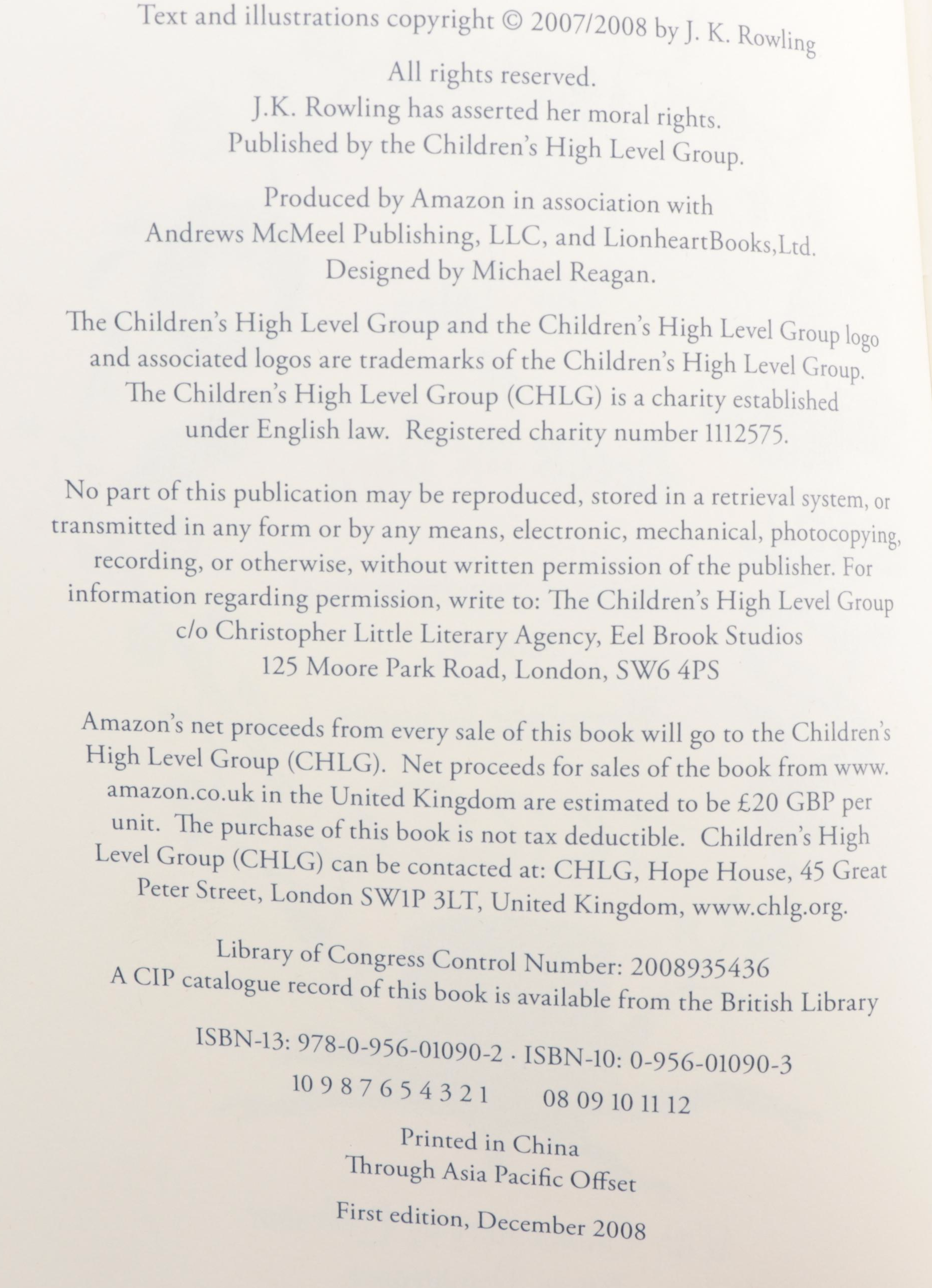 First Collector's Edition "The Tales of Beedle the Bard" by J. K. Rowling, 2008