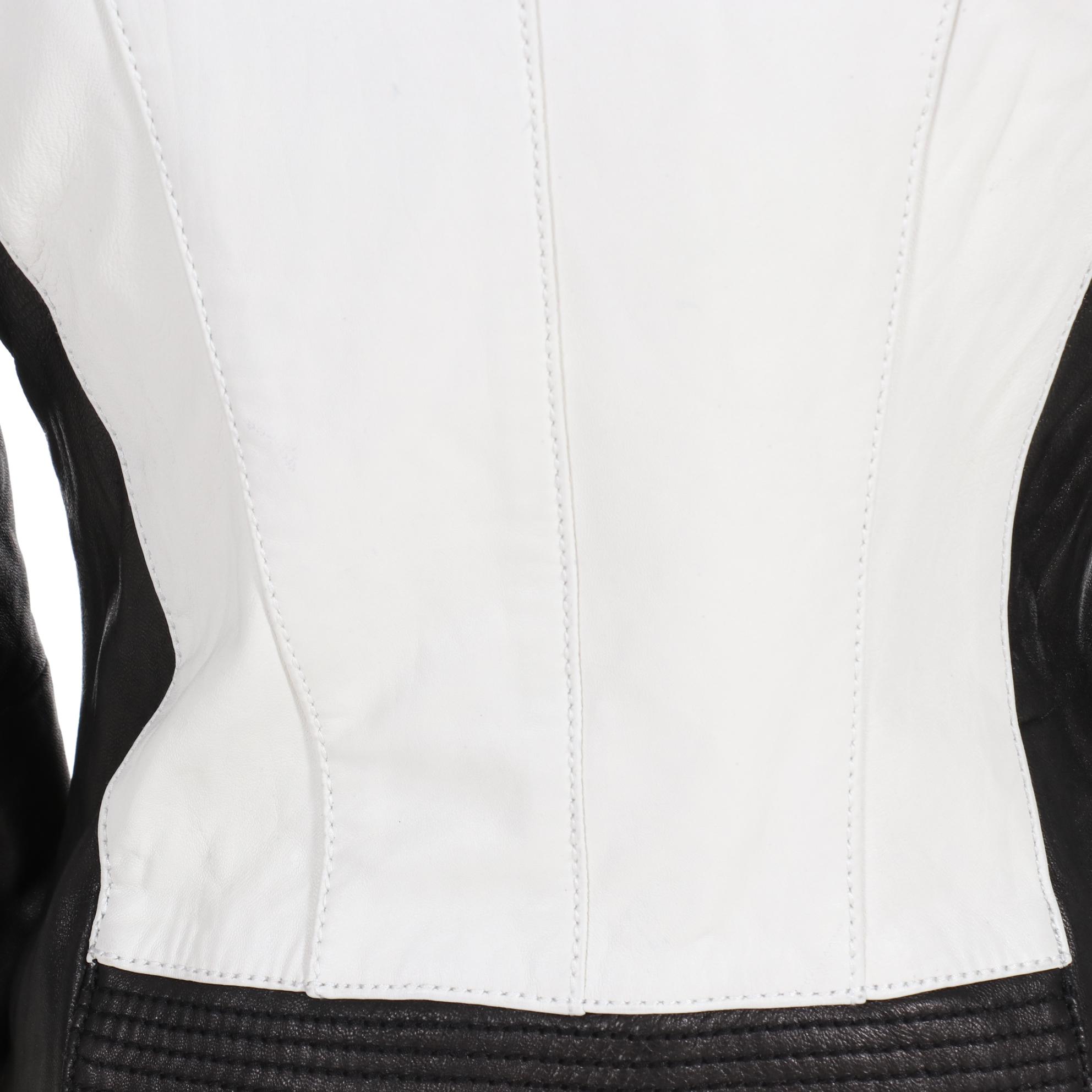 MICHAEL Michael Kors Black-and-White Leather Motorcycle Jacket