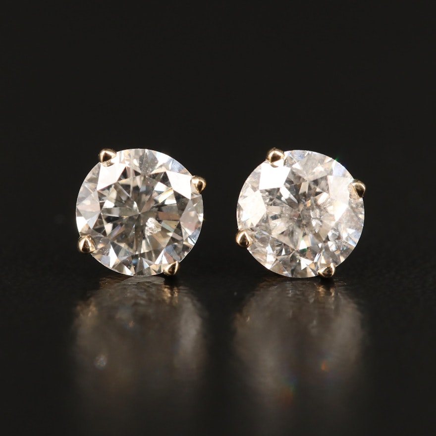 14K 2.00 CTW Diamond Stud Earrings with GIA Reports