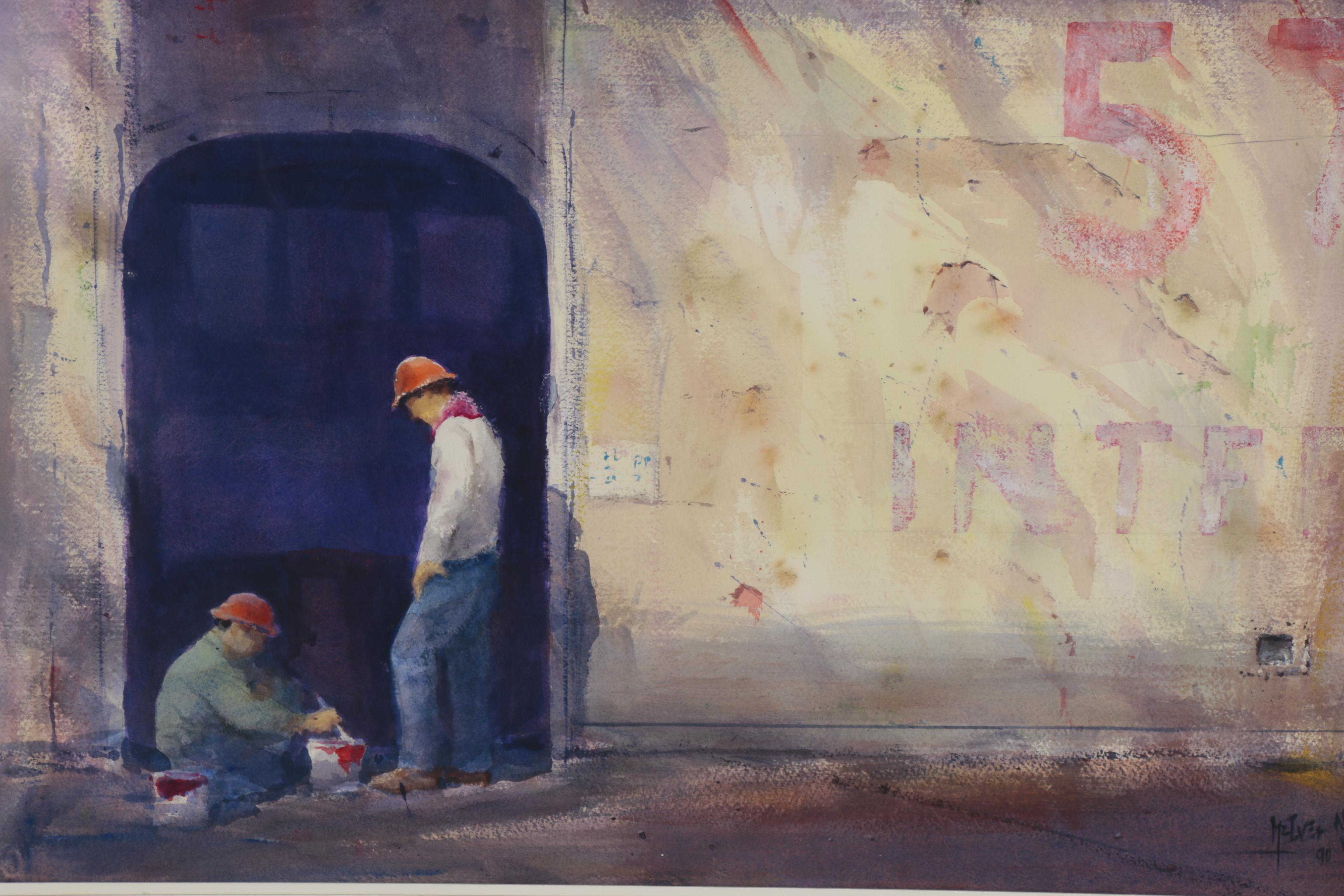 John McIver Watercolor Painting "Paint Crew," 1990