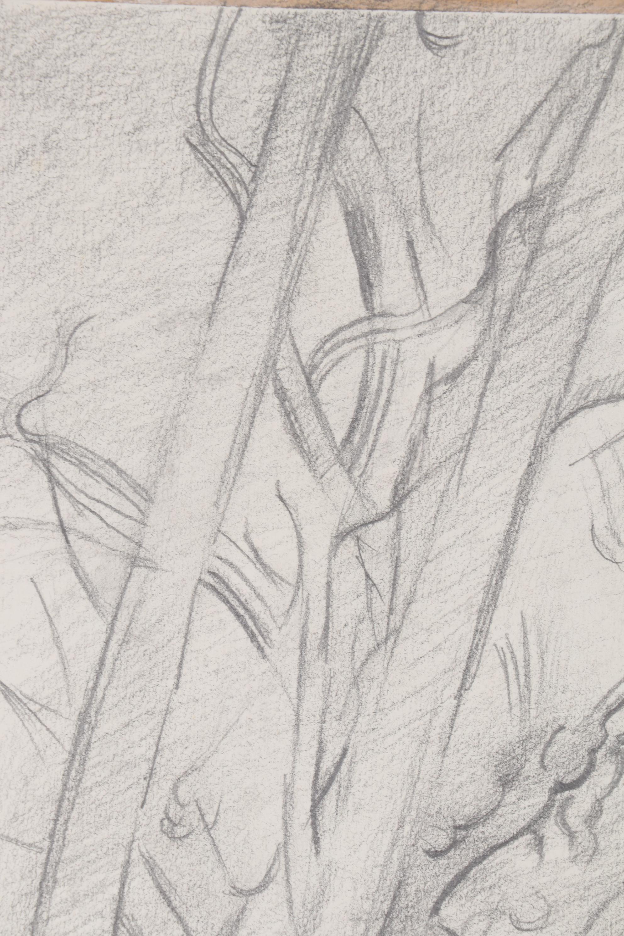 Abstract Landscape Graphite Drawings, Late 20th Century