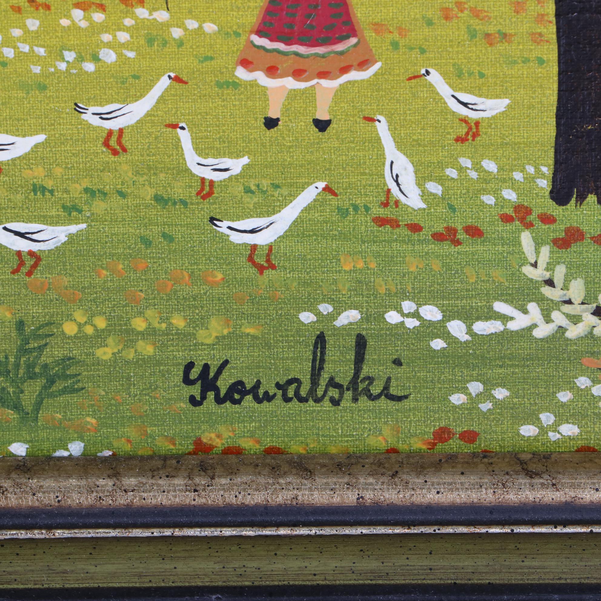 A. Kowalski Acrylic Painting of Eastern European Village Landscape