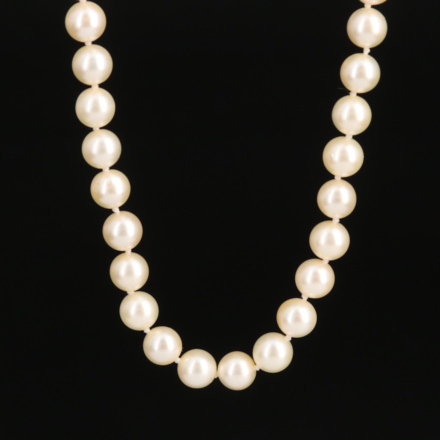 Hand Knotted Pearl Necklace with 14K Clasp