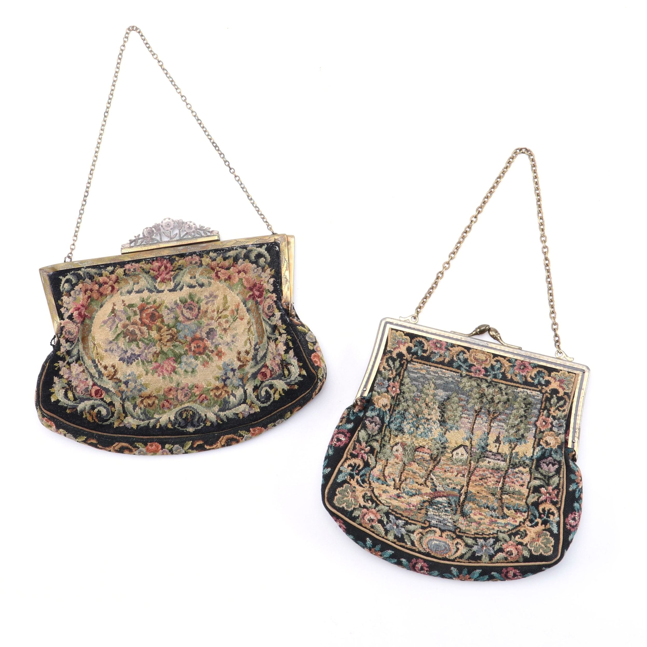 N.B.M. Austria and Other Floral and Scenic Needlepoint Frame Purses