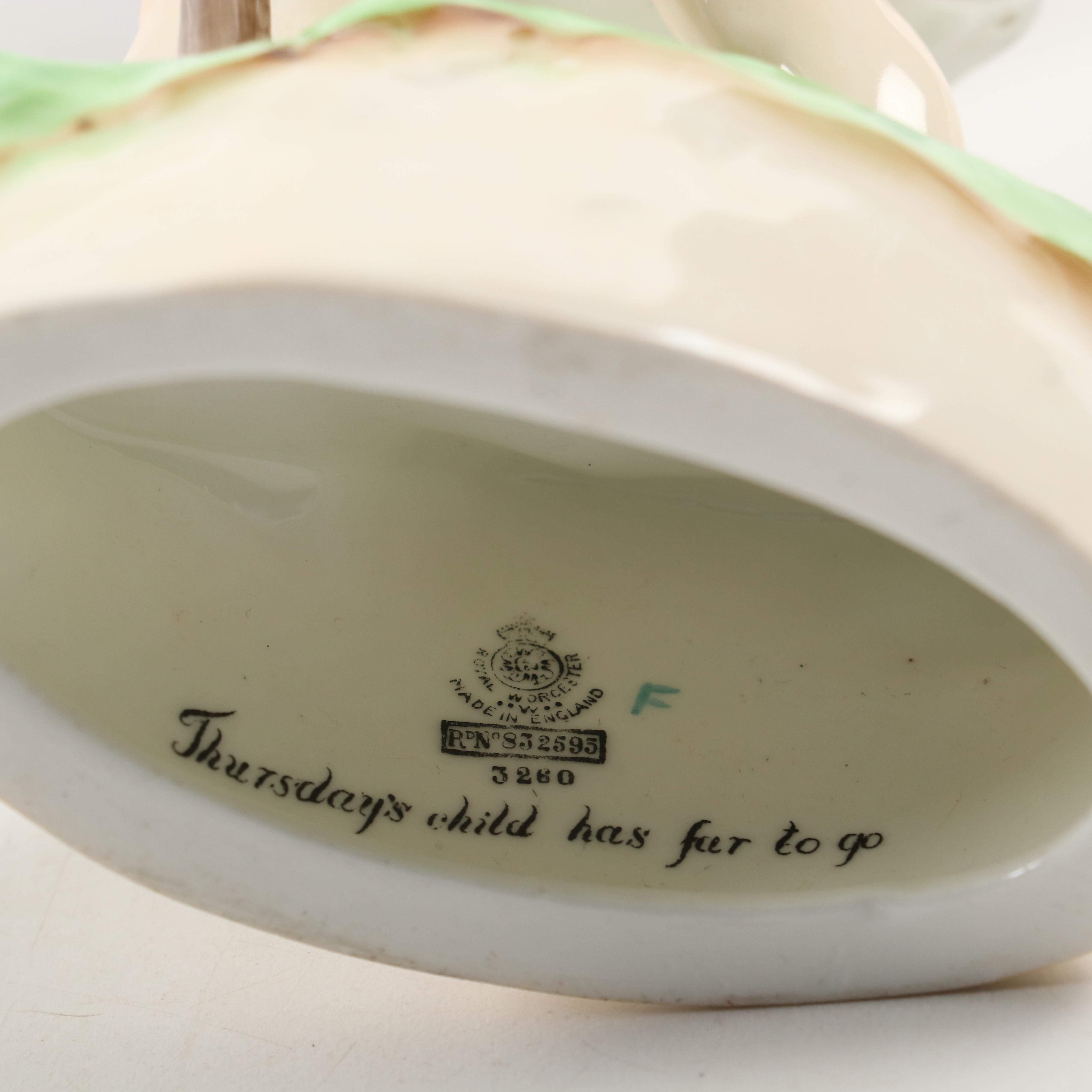 Royal Worcester "Thursday's Child Has Far to Go" and Other Porcelain Figurine