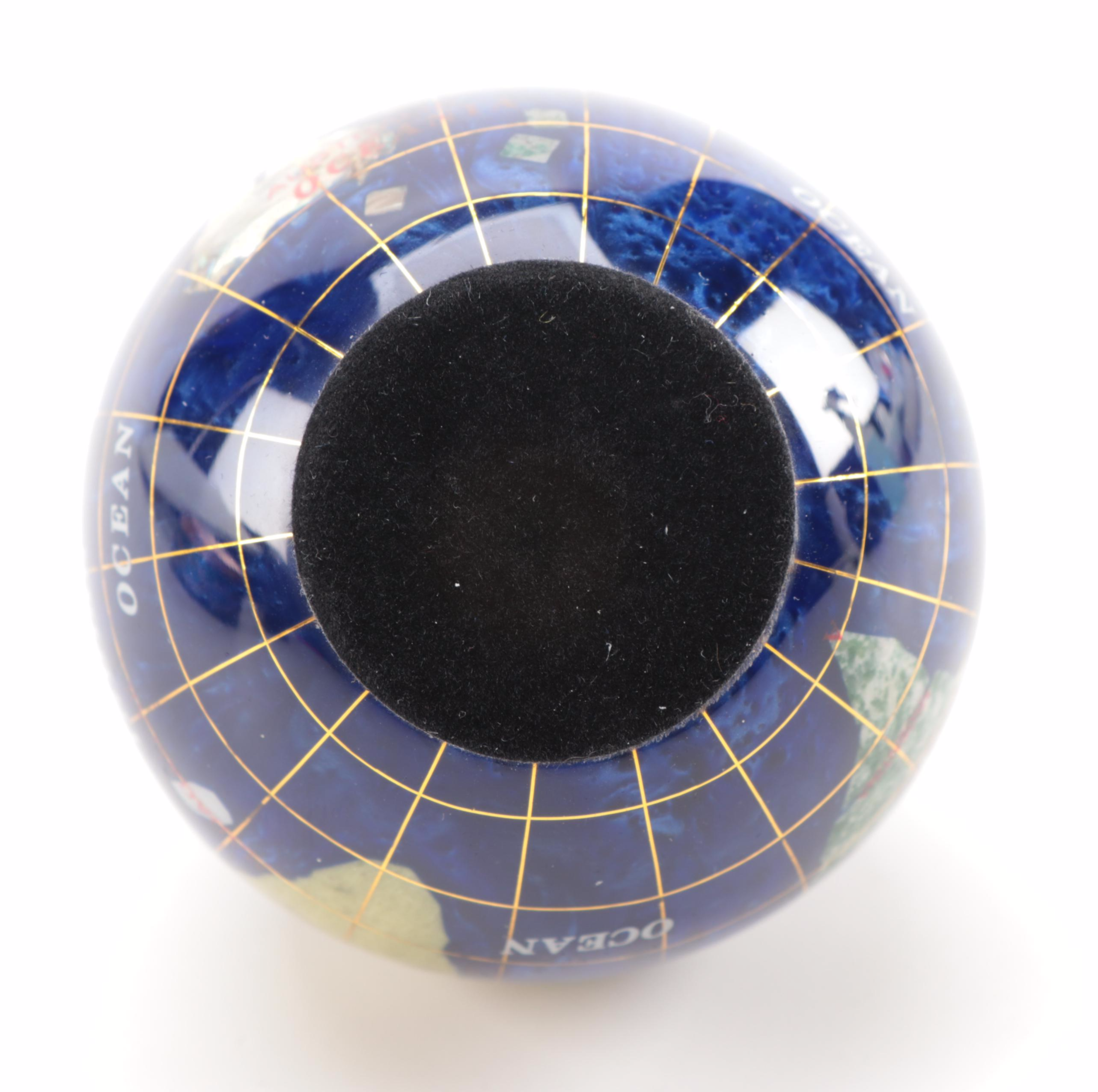 Art Deco Cloisonné Desk Clock with Vanity Box and Gemstone Globe