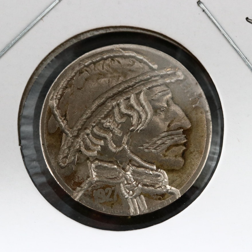 Contemporary "Hobo" Style 1927 Buffalo Nickel