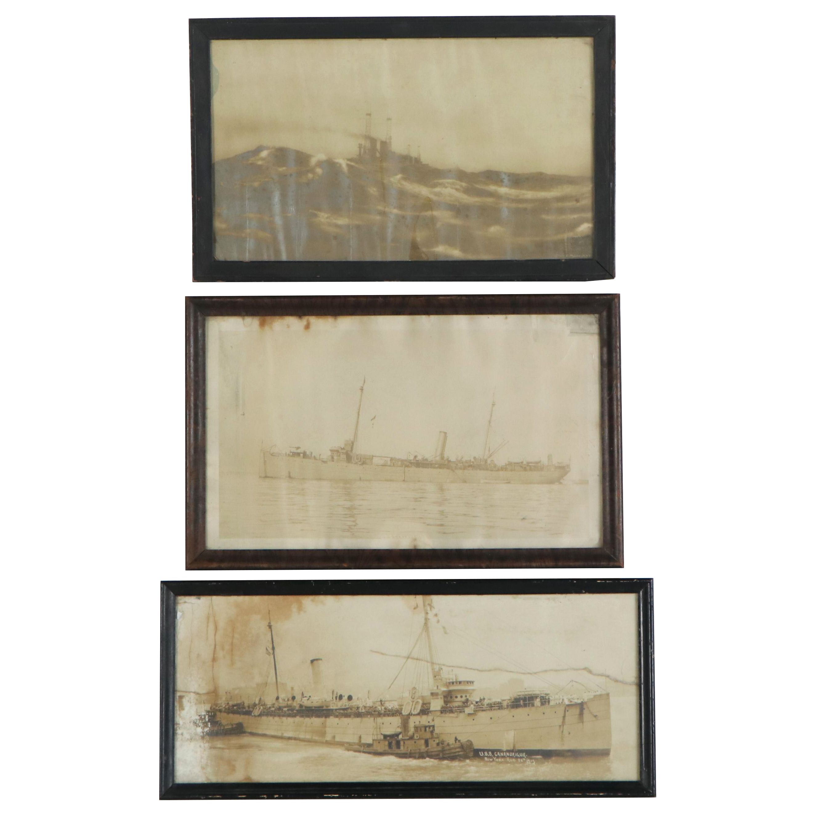 O.W. Waterman and E. Muller Carbon Photographs of Navy Ships, Early 20th Century