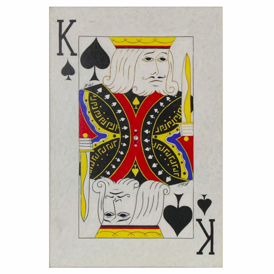 J.C. Hall Mixed Media Painting of King of Spades