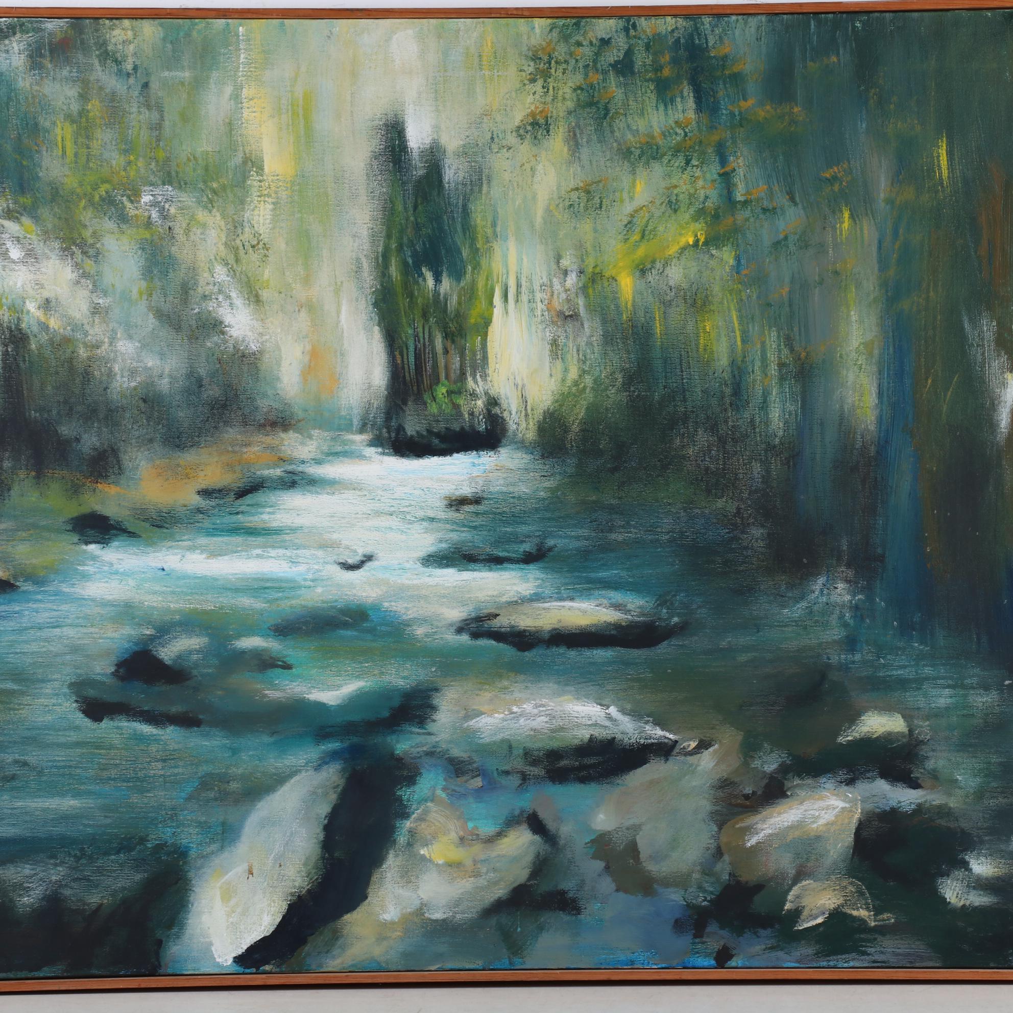 Roscoe E. Wallace Impressionist Style Oil Painting "Steamboat Rock," 1968