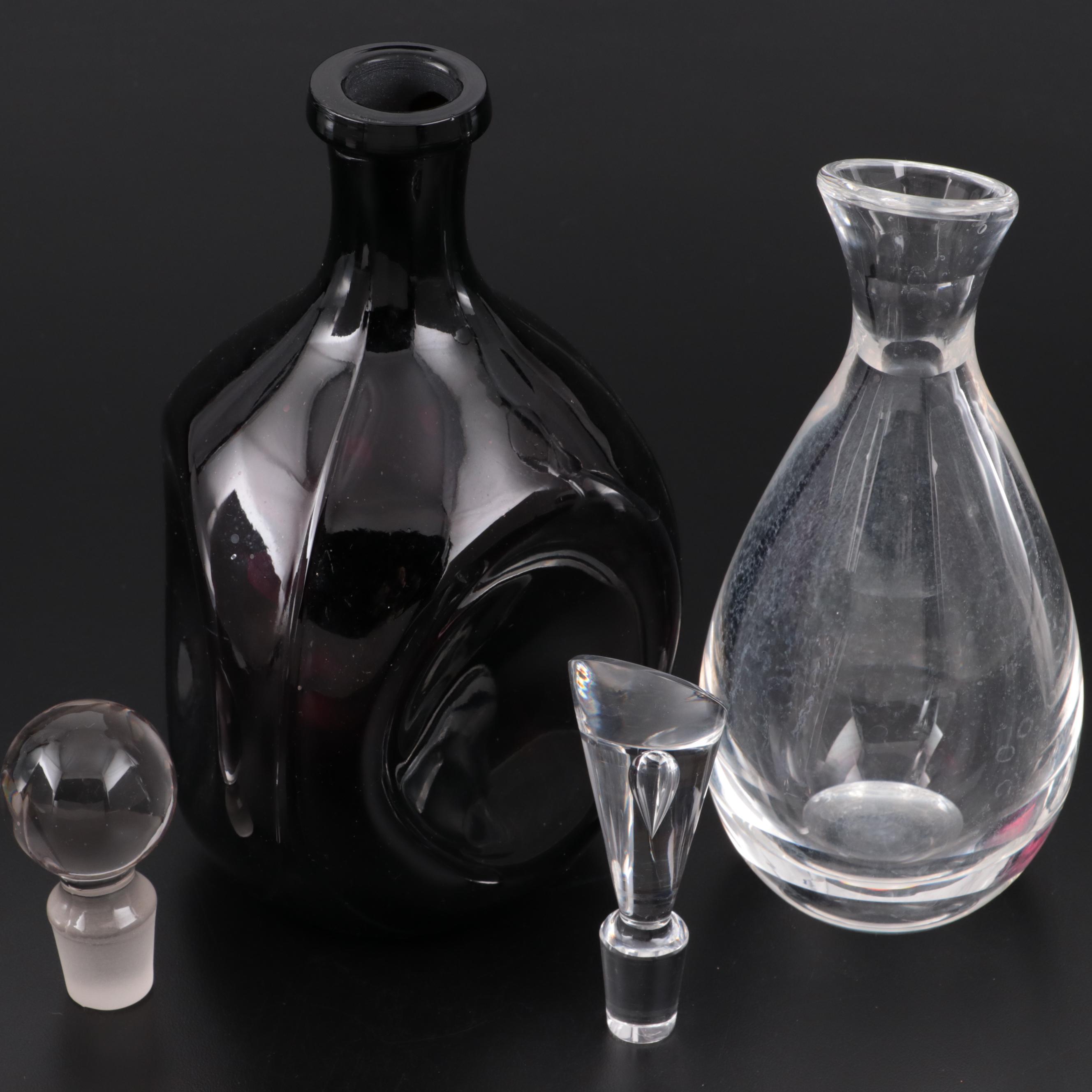 Steuben Glass Liqueur Decanter and Cambridge Amethyst Pinch Decanter