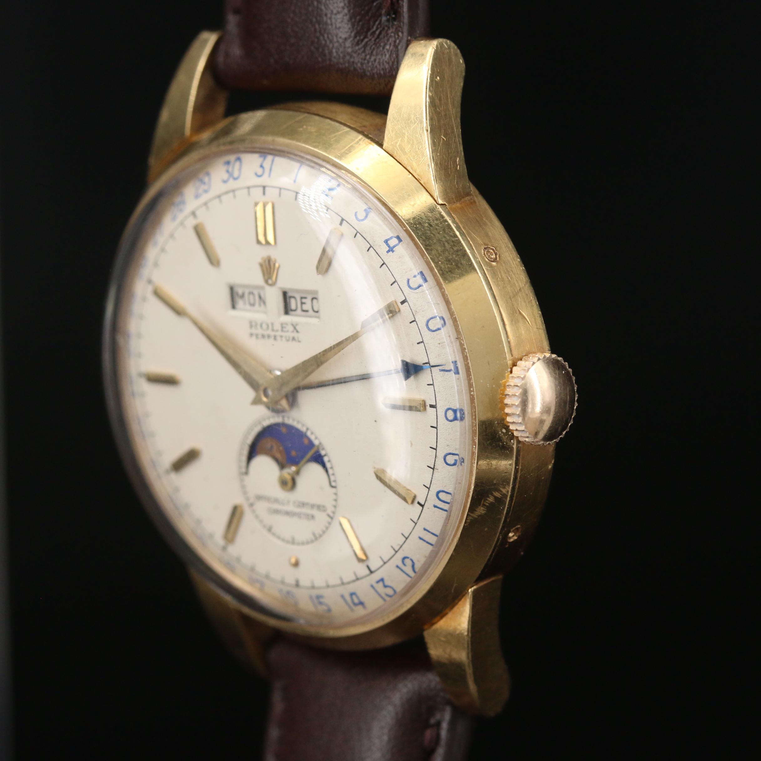 1952 Rolex "Padellone" Triple Date Moonphase 18K Gold Automatic Watch