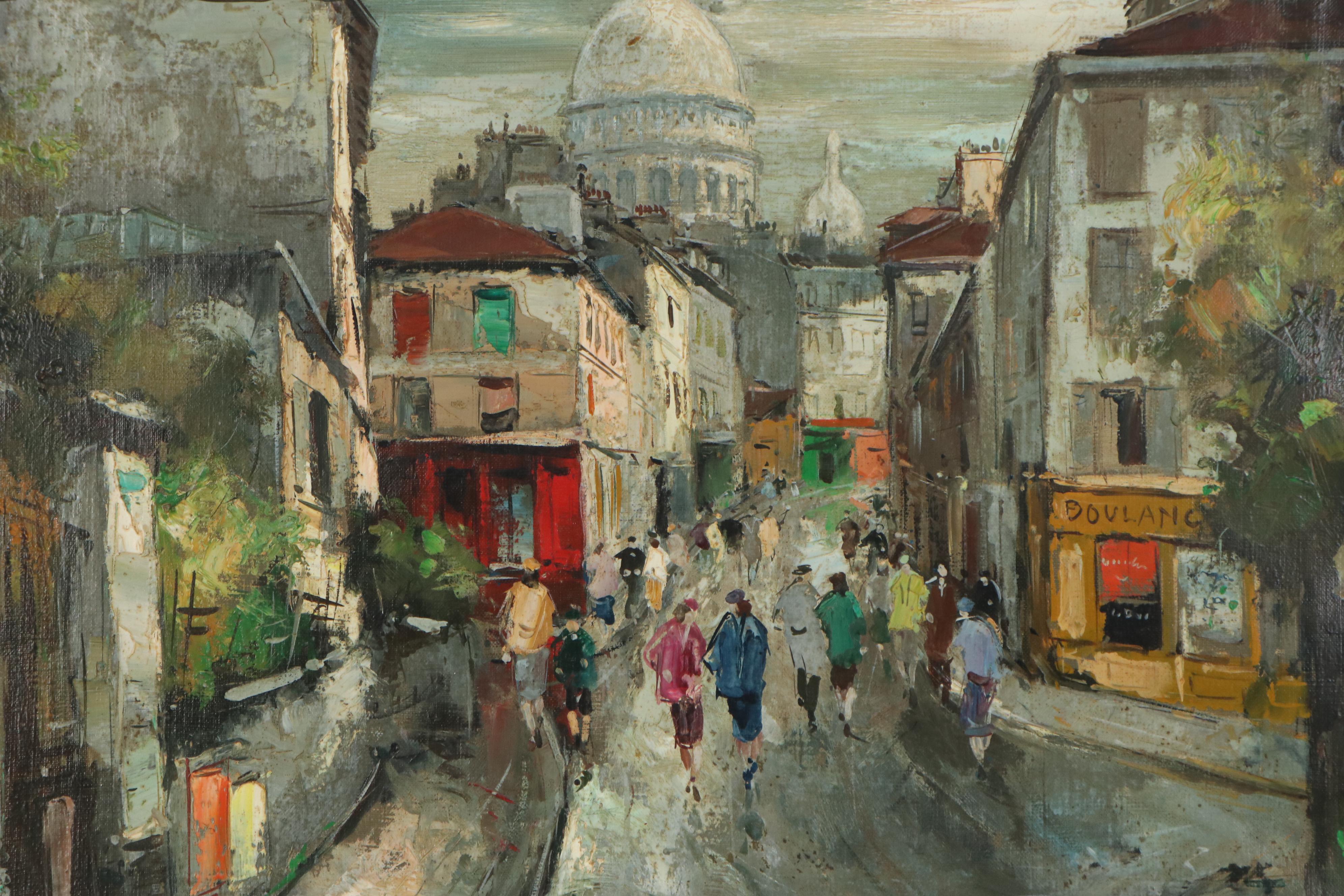 Fernand Claver Impressionistic Oil Painting "Rue D'Abrevou, Paris"