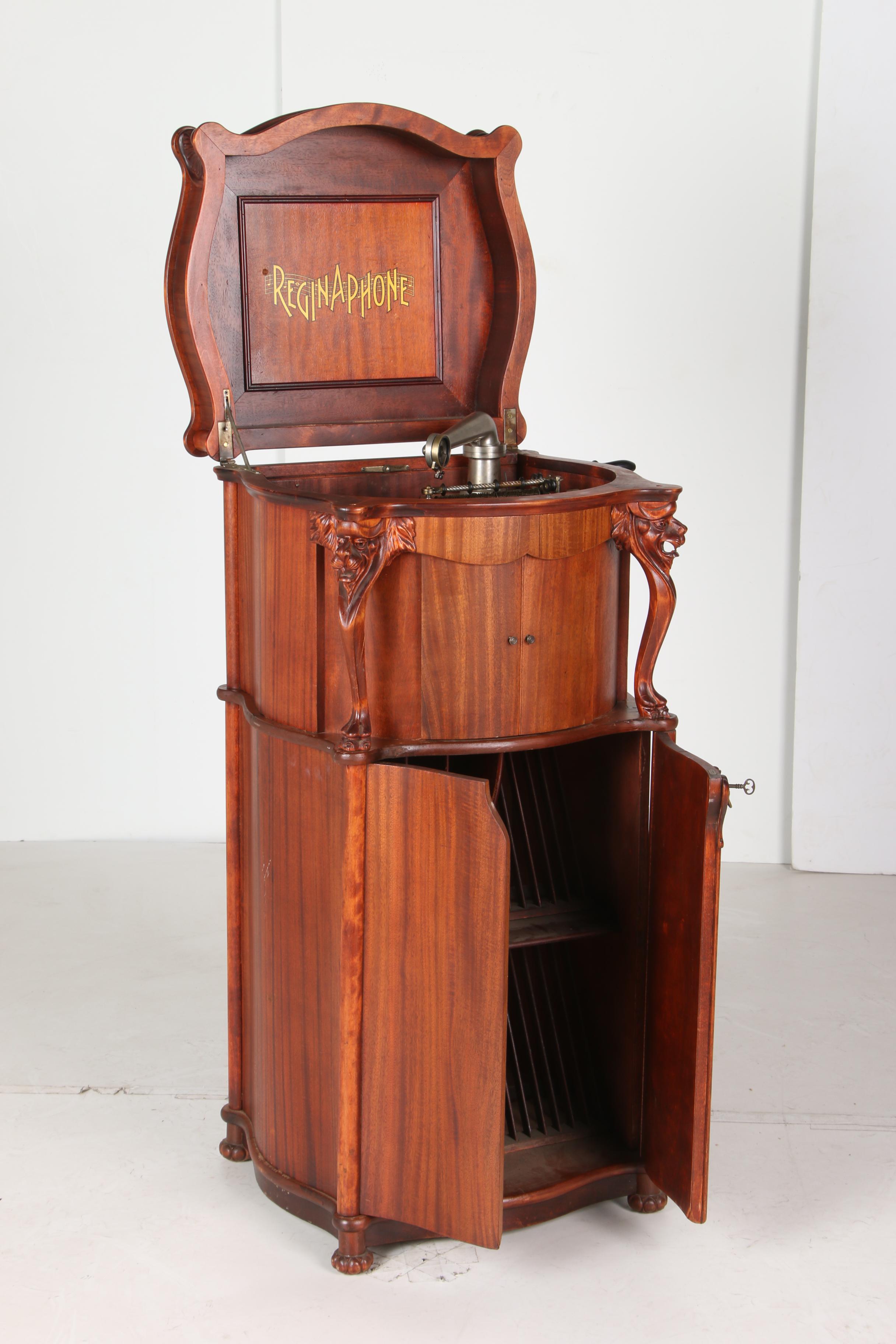 Columbia Graphanola "Lion's Head" Reginaphone Mahogany Cabinet & Phonograph