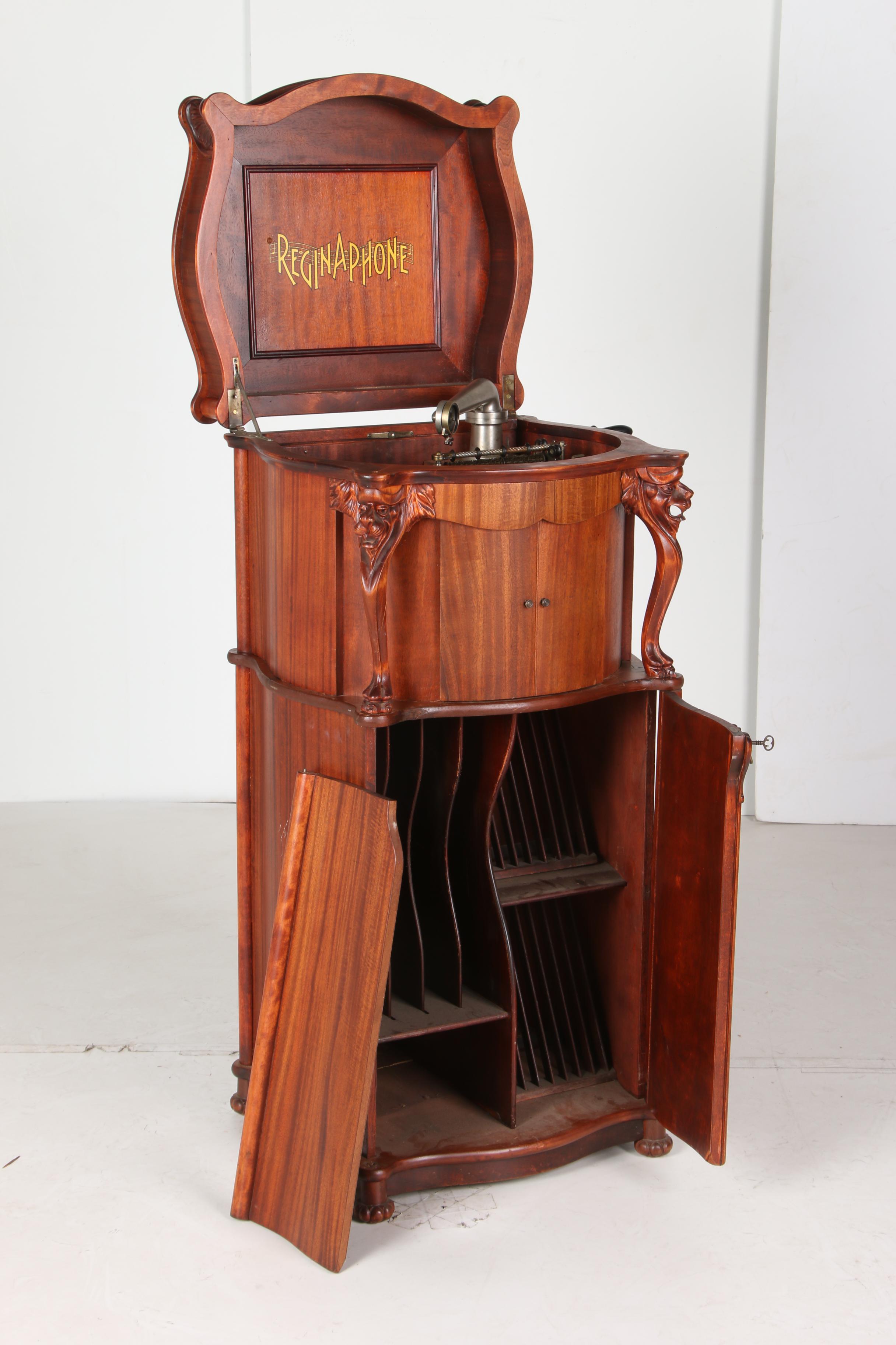 Columbia Graphanola "Lion's Head" Reginaphone Mahogany Cabinet & Phonograph