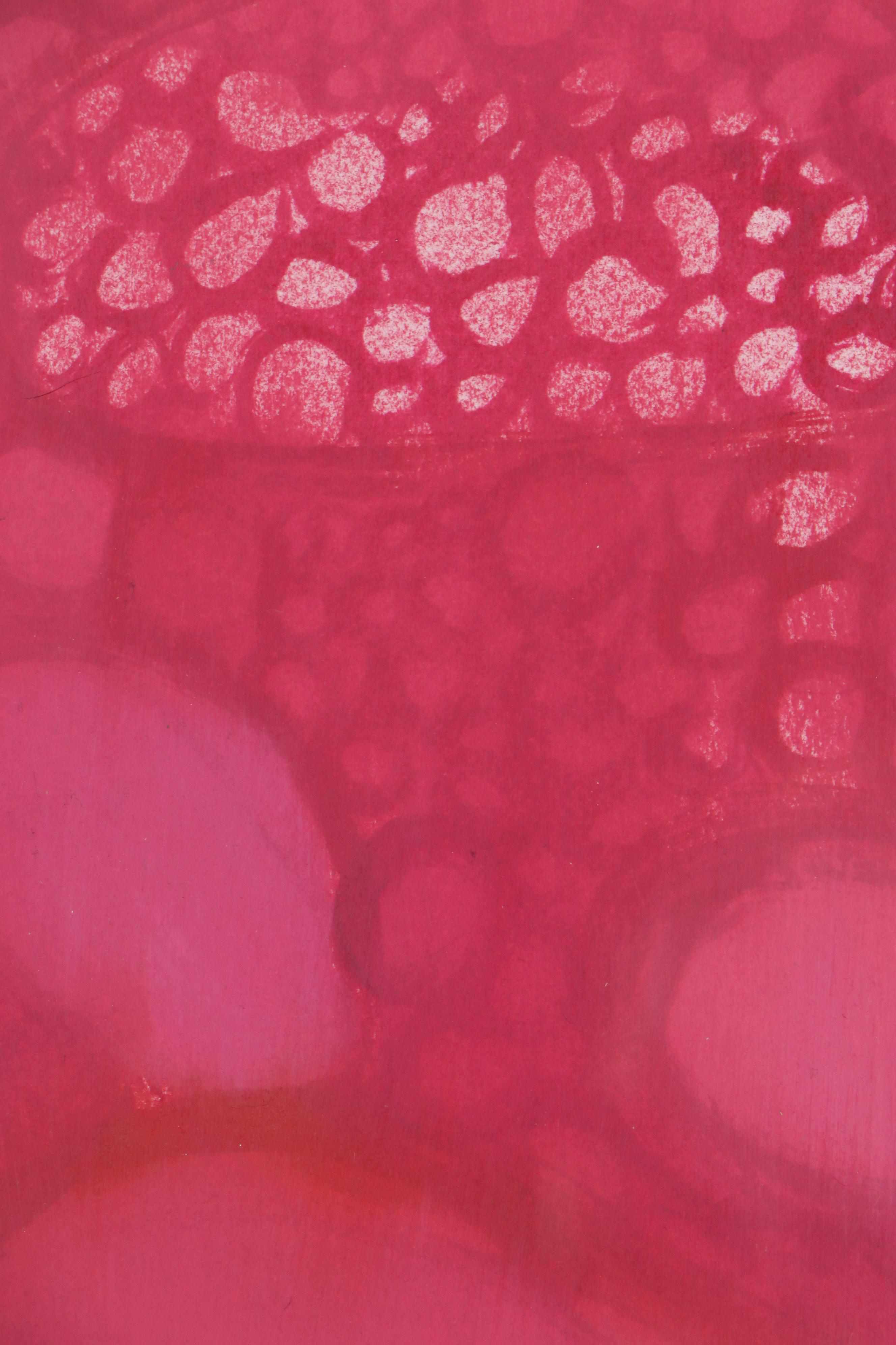 Margaret Silverman Abstract Collagraph "Pink Pebbles", 21st Century