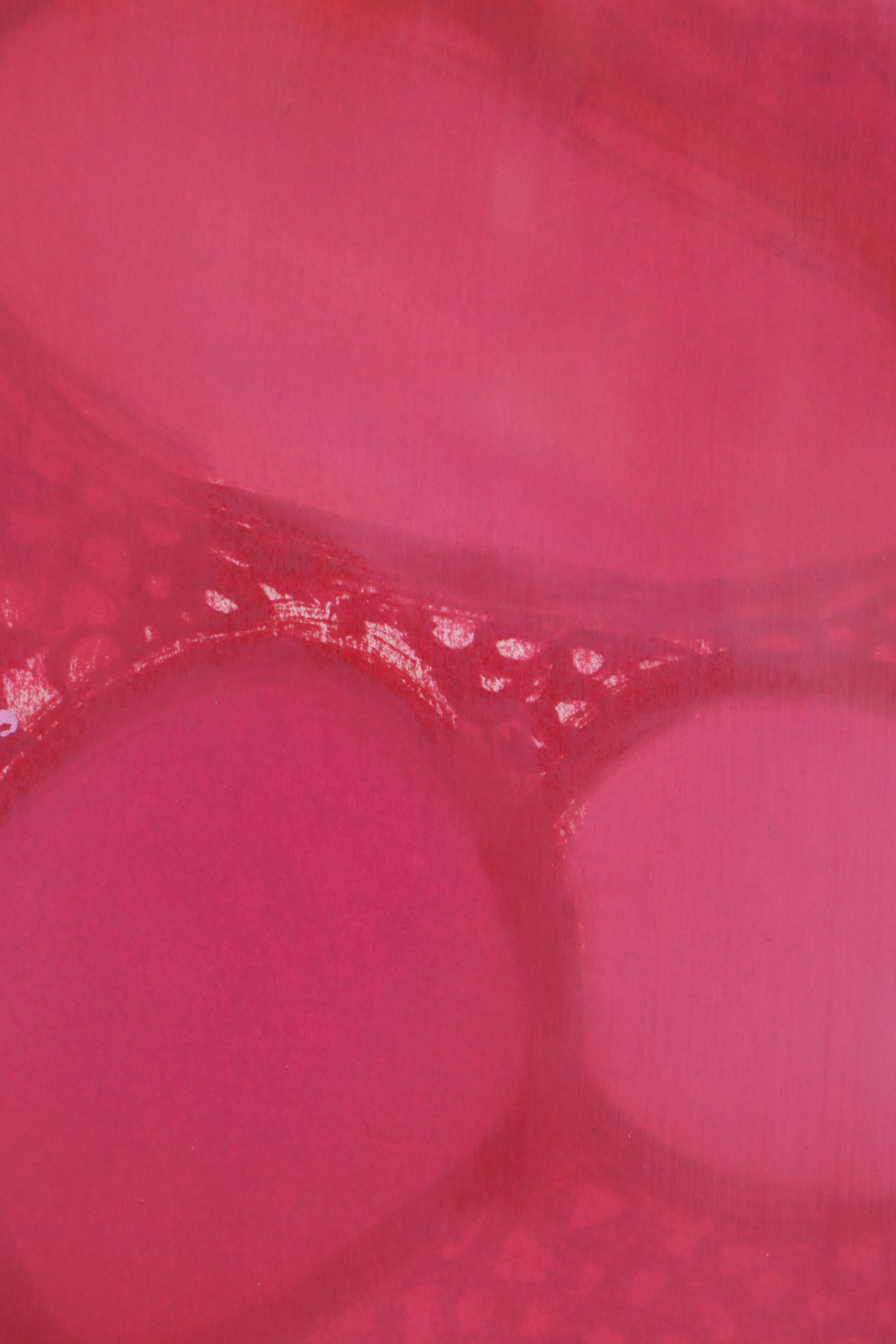 Margaret Silverman Abstract Collagraph "Pink Pebbles", 21st Century