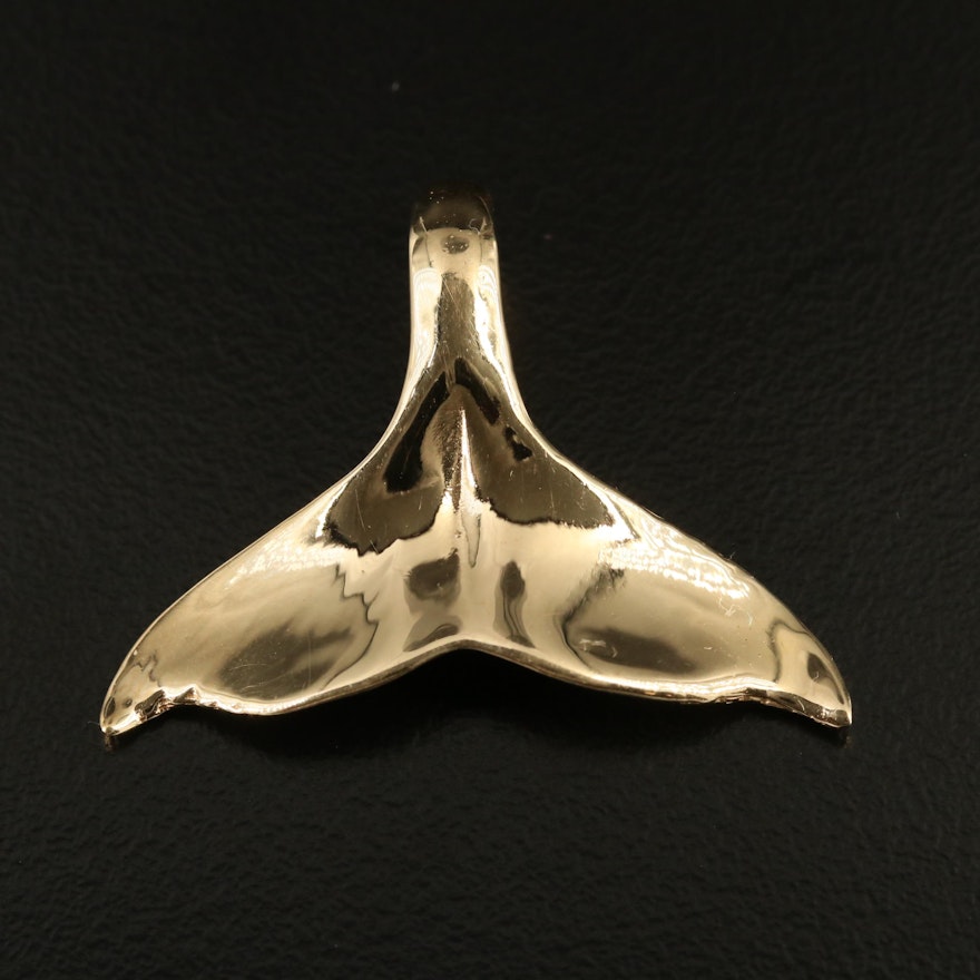 14K Whale Tail Slide Pendant