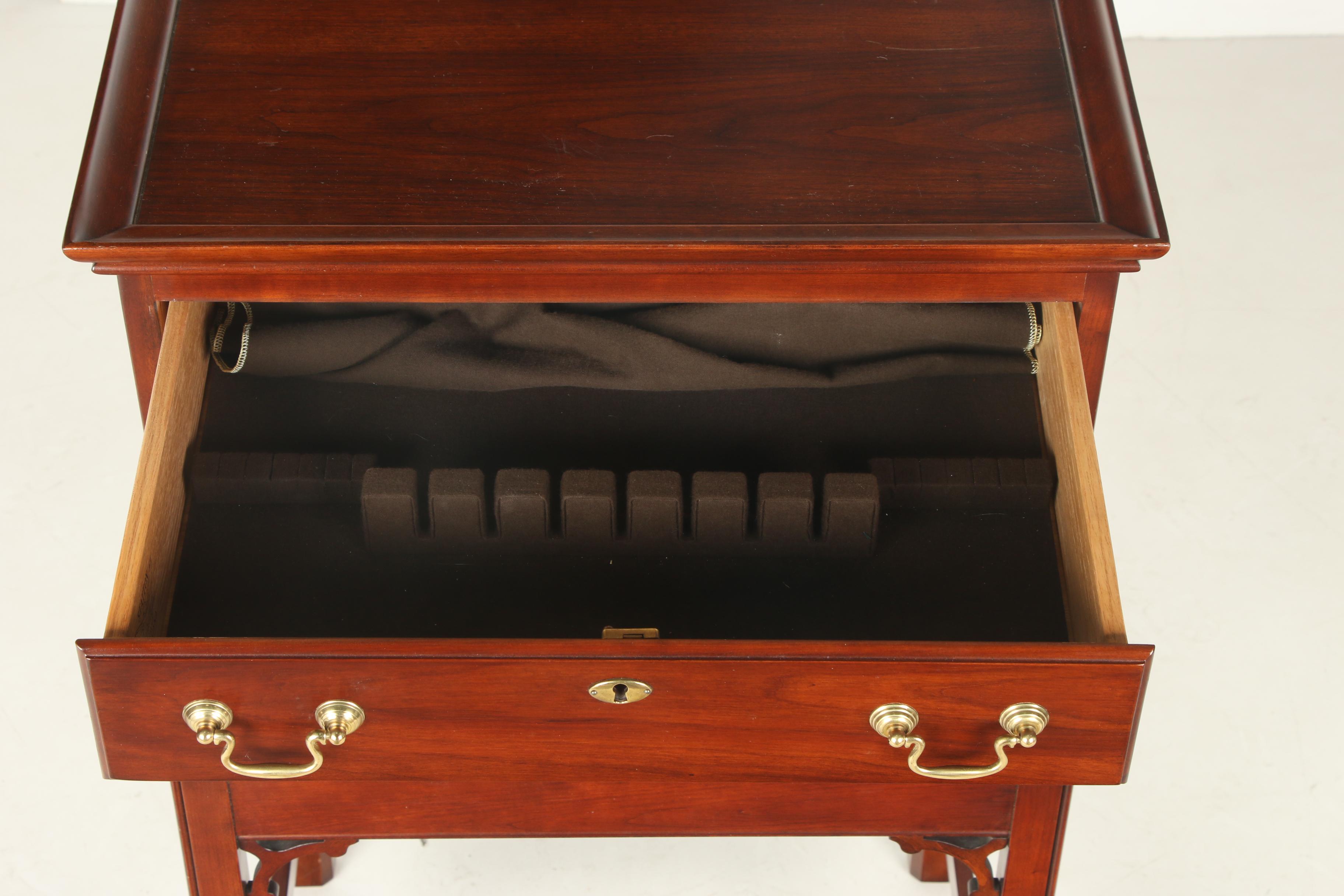 Statton "Trutype Americana" Chippendale Style Cherrywood Silver Chest-on-Stand