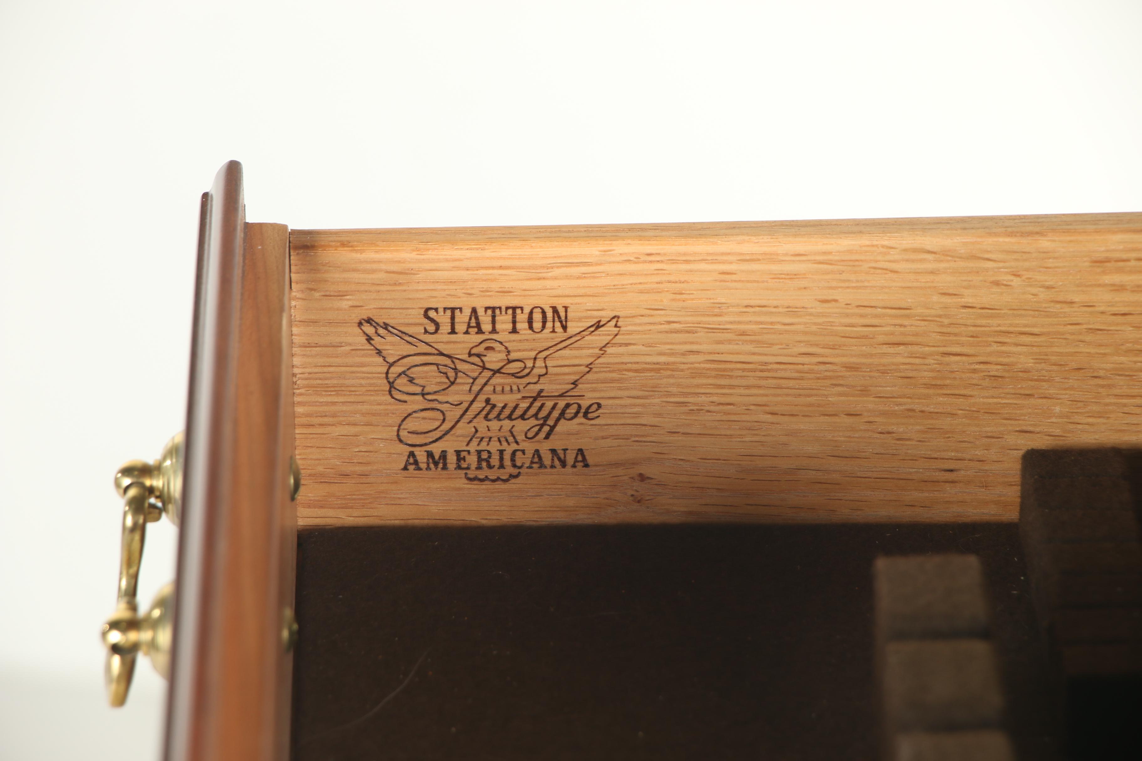 Statton "Trutype Americana" Chippendale Style Cherrywood Silver Chest-on-Stand